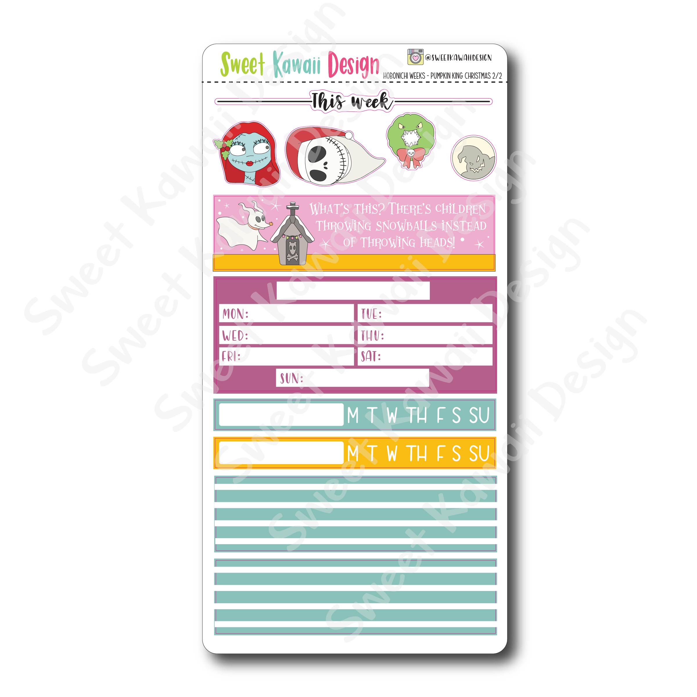 Kawaii Hobonichi Weeks Stickers - Pumpkin King Christmas