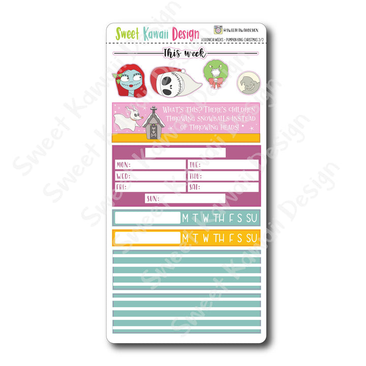 Kawaii Hobonichi Weeks Stickers - Pumpkin King Christmas