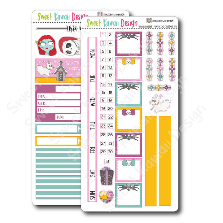 Kawaii Hobonichi Weeks Stickers - Pumpkin King Christmas