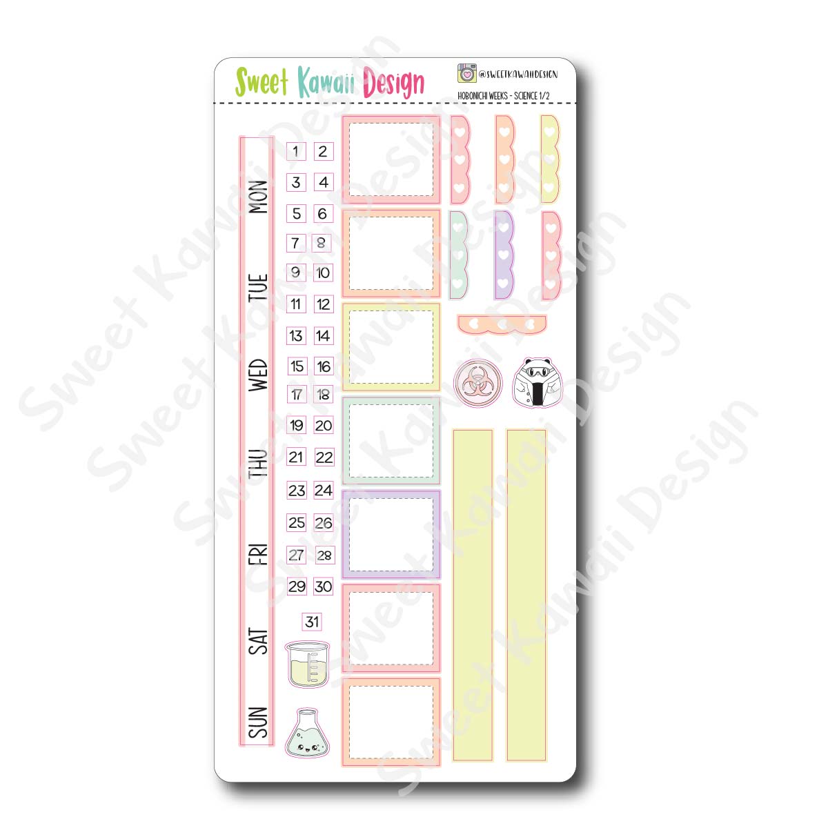 Kawaii Hobonichi Weeks Stickers - Science