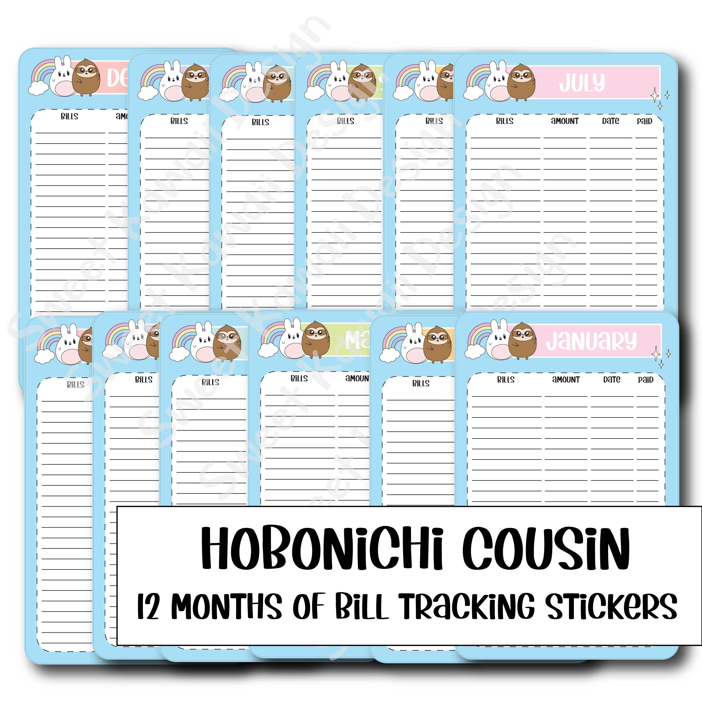 Hobonichi Cousin Jumbo Sticker Kit - Bill Tracker