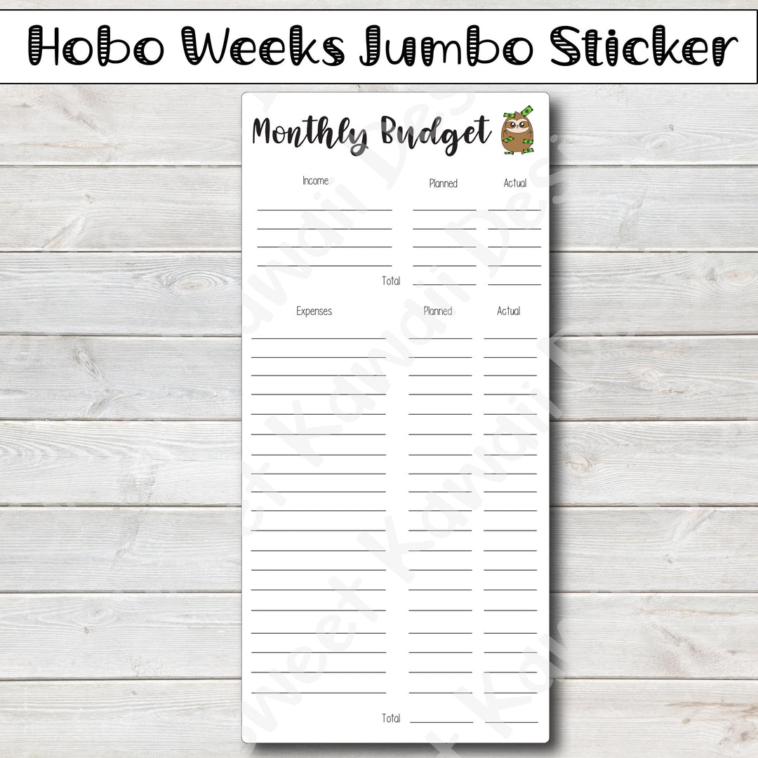 Kawaii Hobonichi Weeks Jumbo Sticker - Monthly Budget