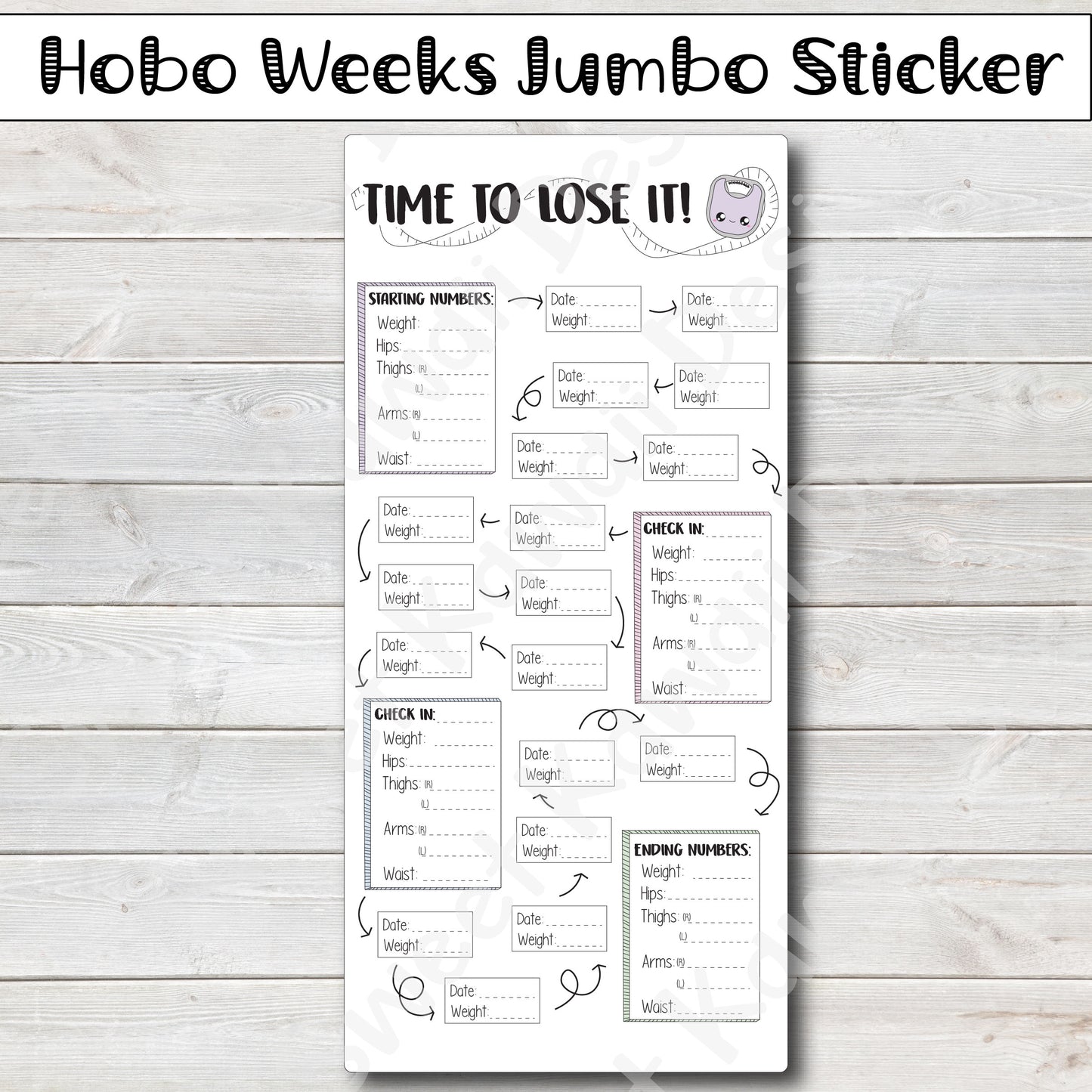 Kawaii Hobonichi Weeks Jumbo Sticker - Weightloss Tracker