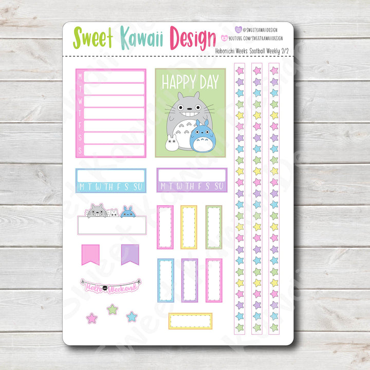 Kawaii Hobonichi Weeks Stickers - Sootball Kit
