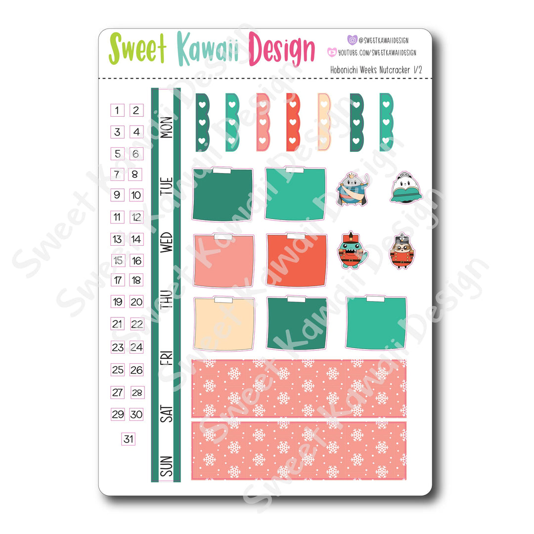 Kawaii Hobonichi Weeks Stickers - Nutcracker