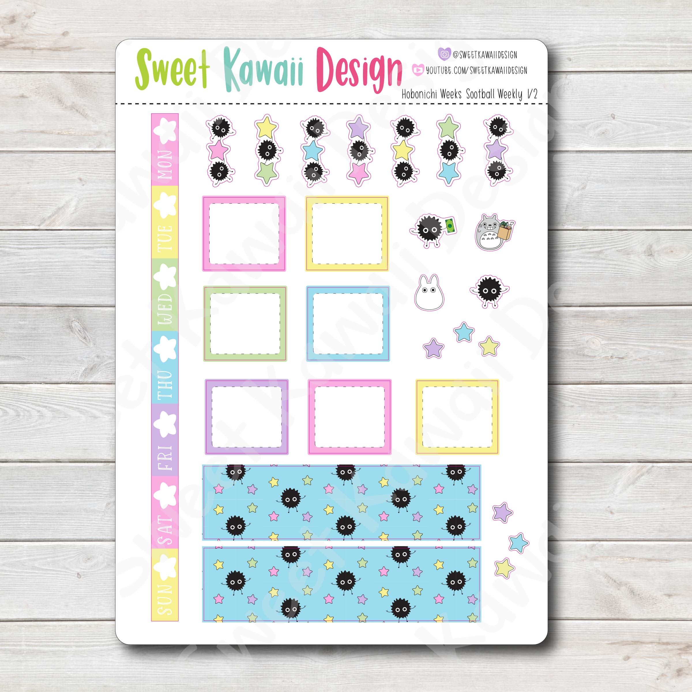 Kawaii Hobonichi Weeks Stickers - Sootball Kit