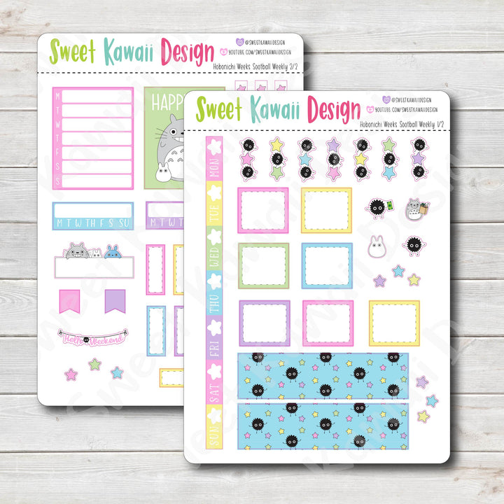 Kawaii Hobonichi Weeks Stickers - Sootball Kit