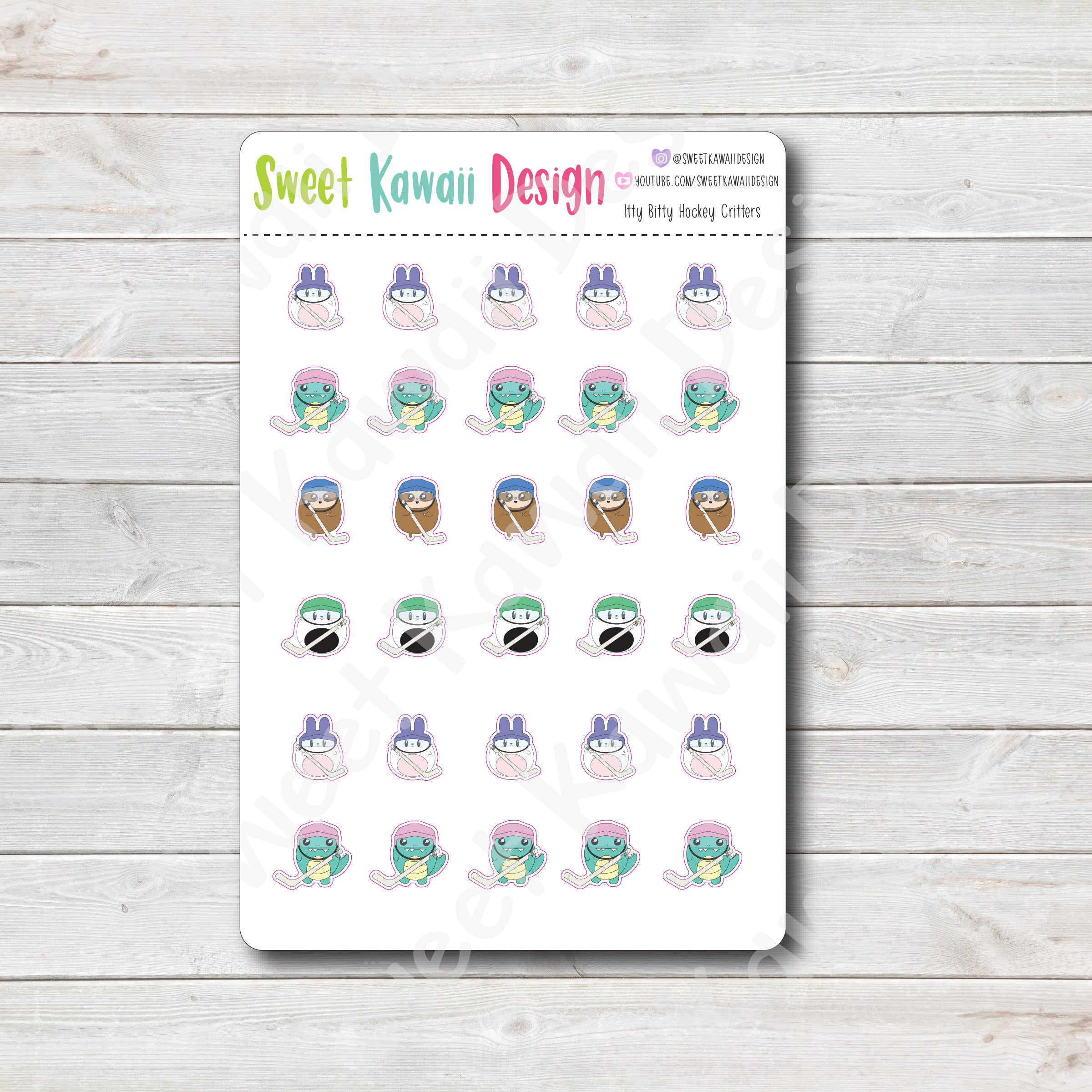 Kawaii Hockey Critters Stickers