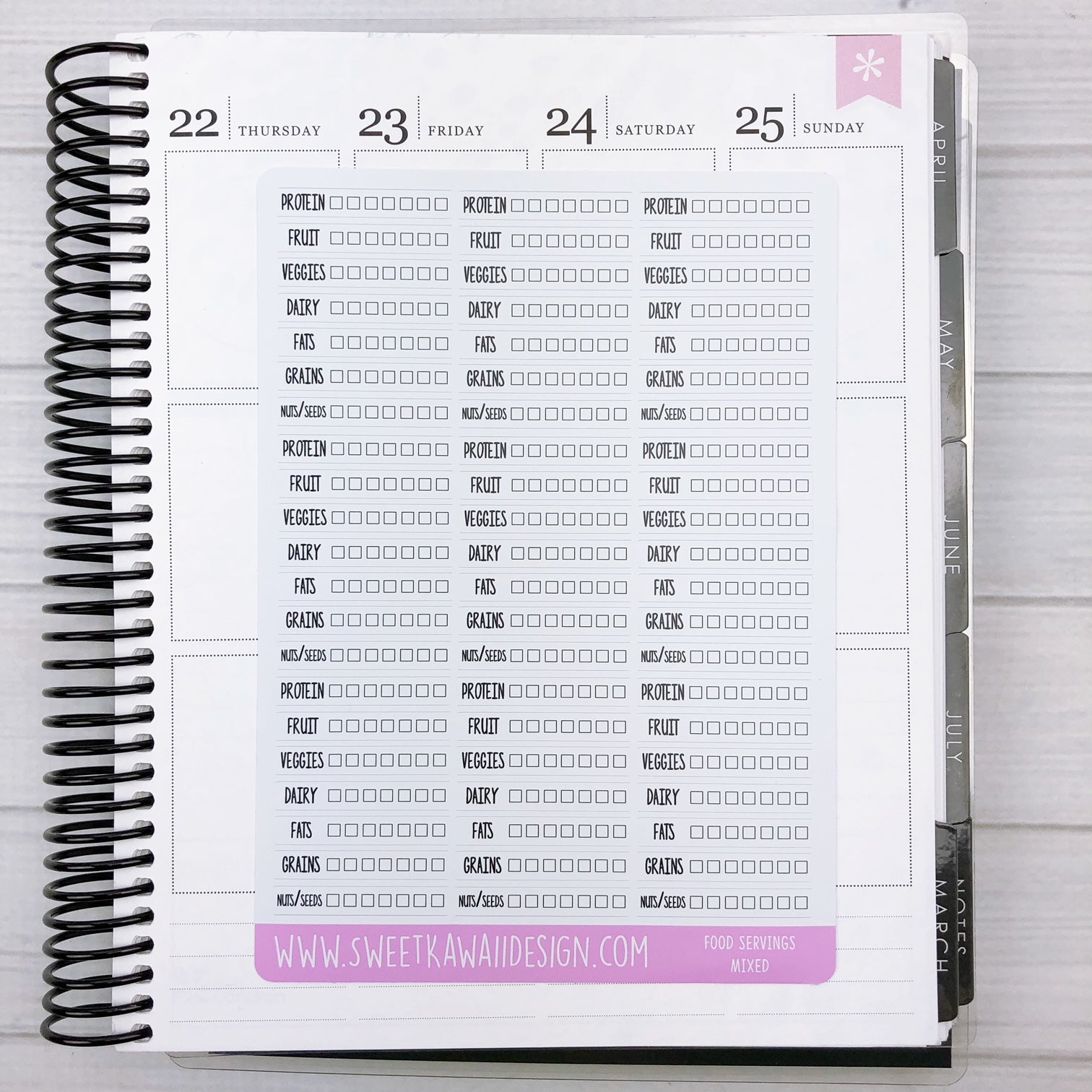 Daily Food Serving Tracker Options Available Sweet Kawaii Design