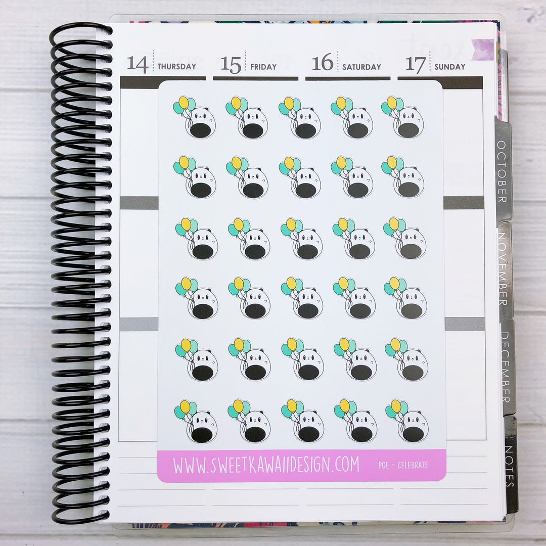 Kawaii Poe Panda Stickers - Celebrate