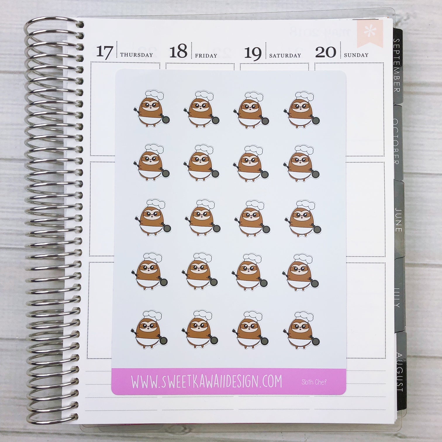 Kawaii Sloth Stickers - Chef