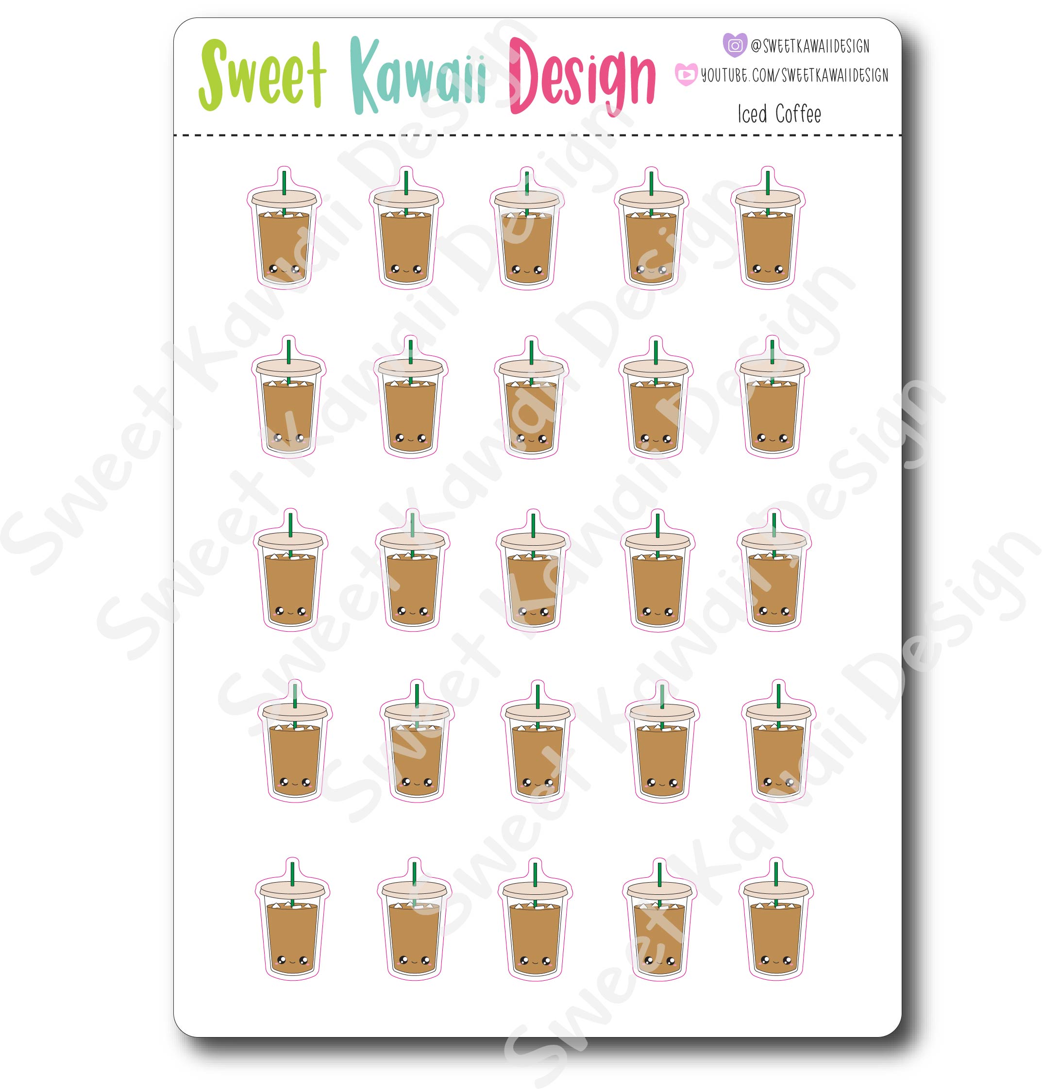 Kawaii Iced Coffee Stickers