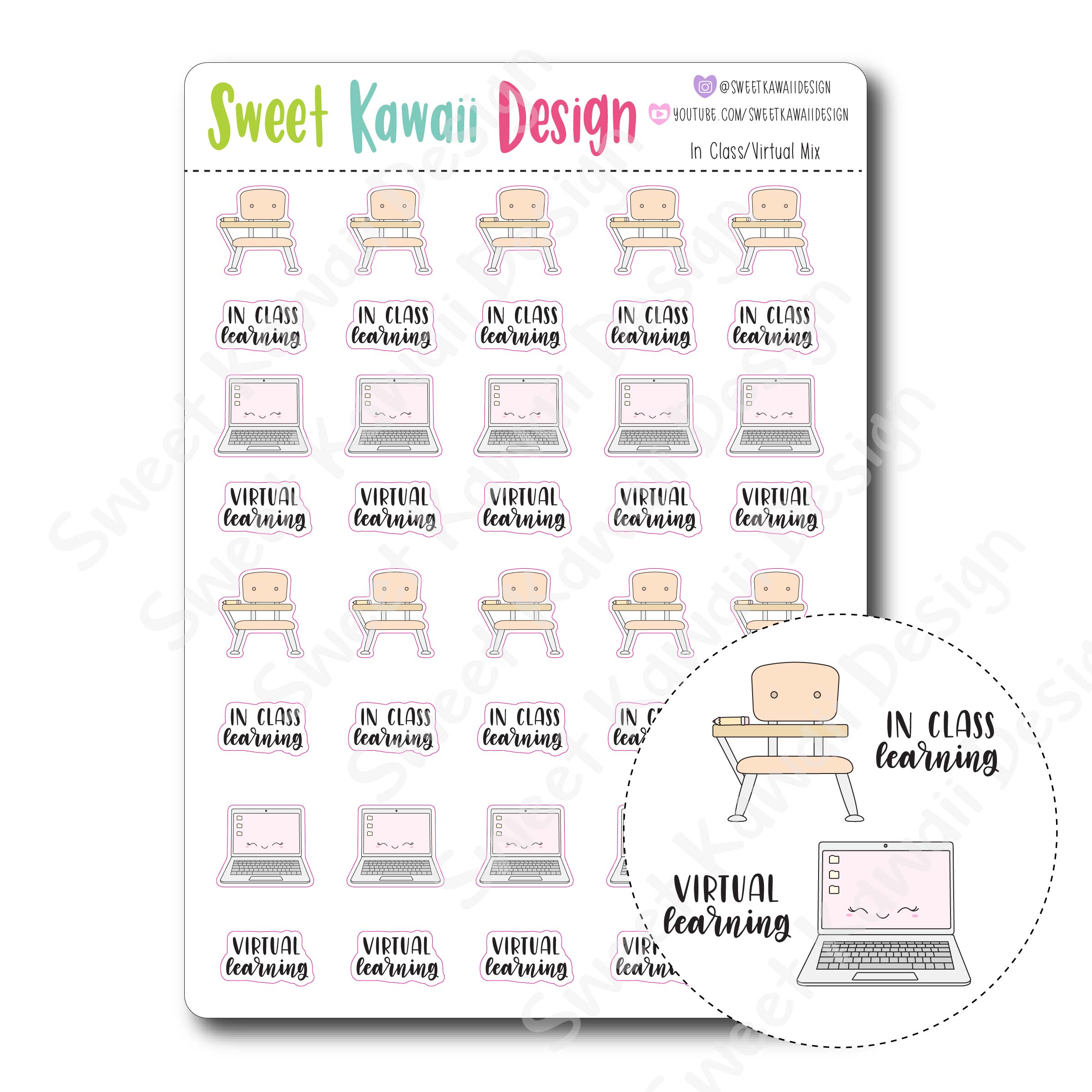 Kawaii In Class/ Virtual Class Mix Stickers