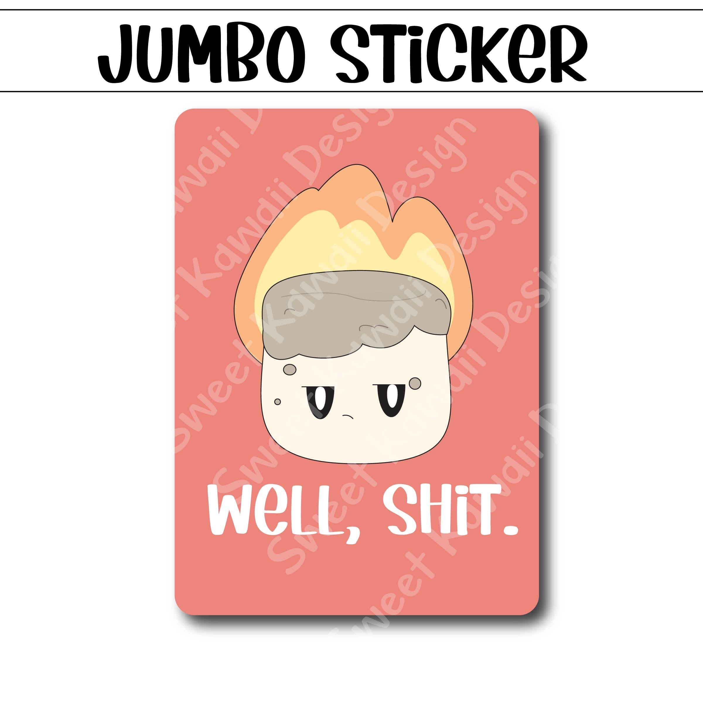 Kawaii Jumbo Sticker - Burnt Marshmallow - Size Options Available