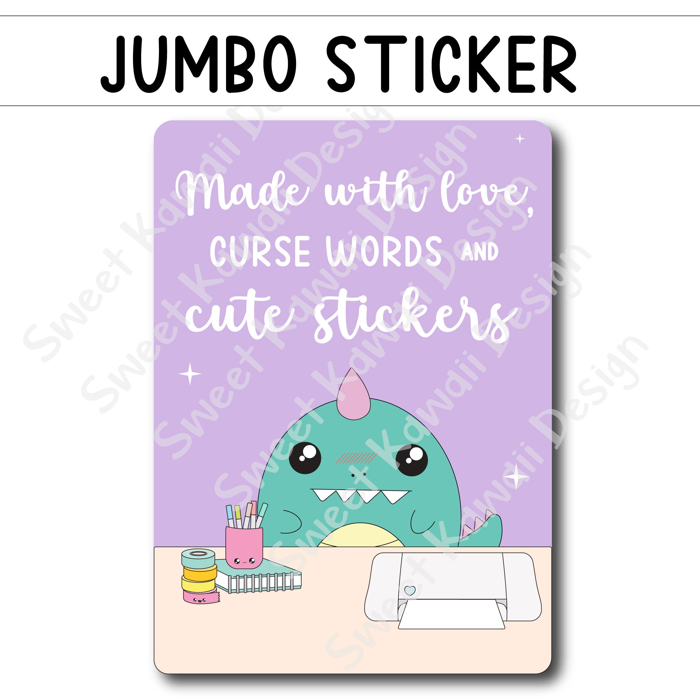 Kawaii Jumbo Sticker - Love and Curse Words - Size Options Available