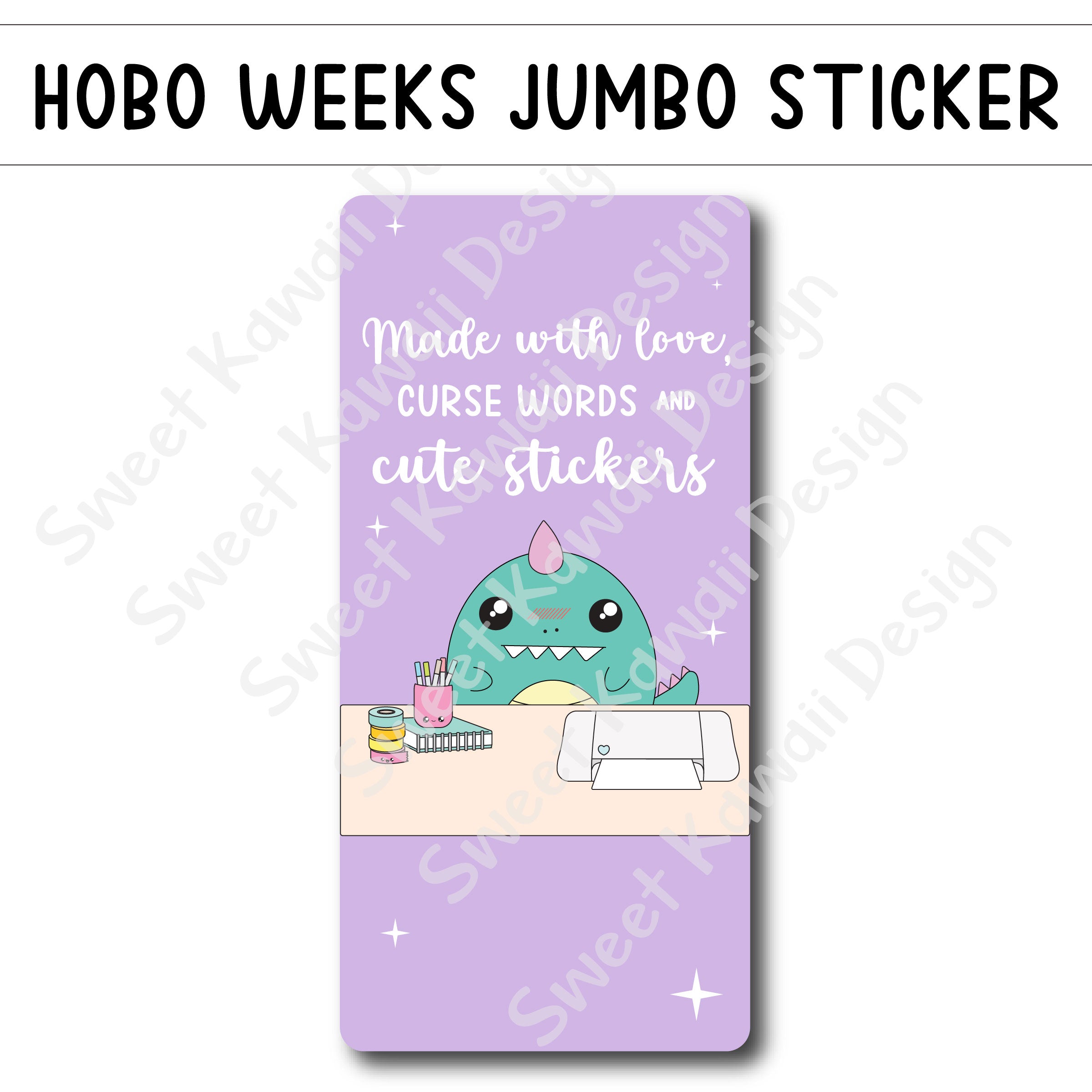 Kawaii Jumbo Sticker - Love and Curse Words - Size Options Available