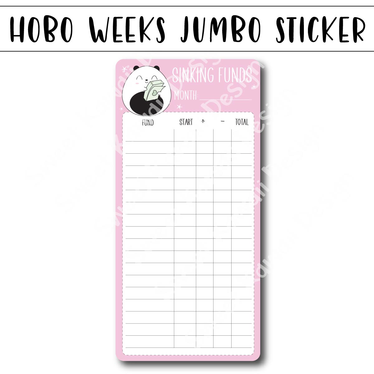 Kawaii Jumbo Sticker - Sinking Funds Tracker - Size Options Available