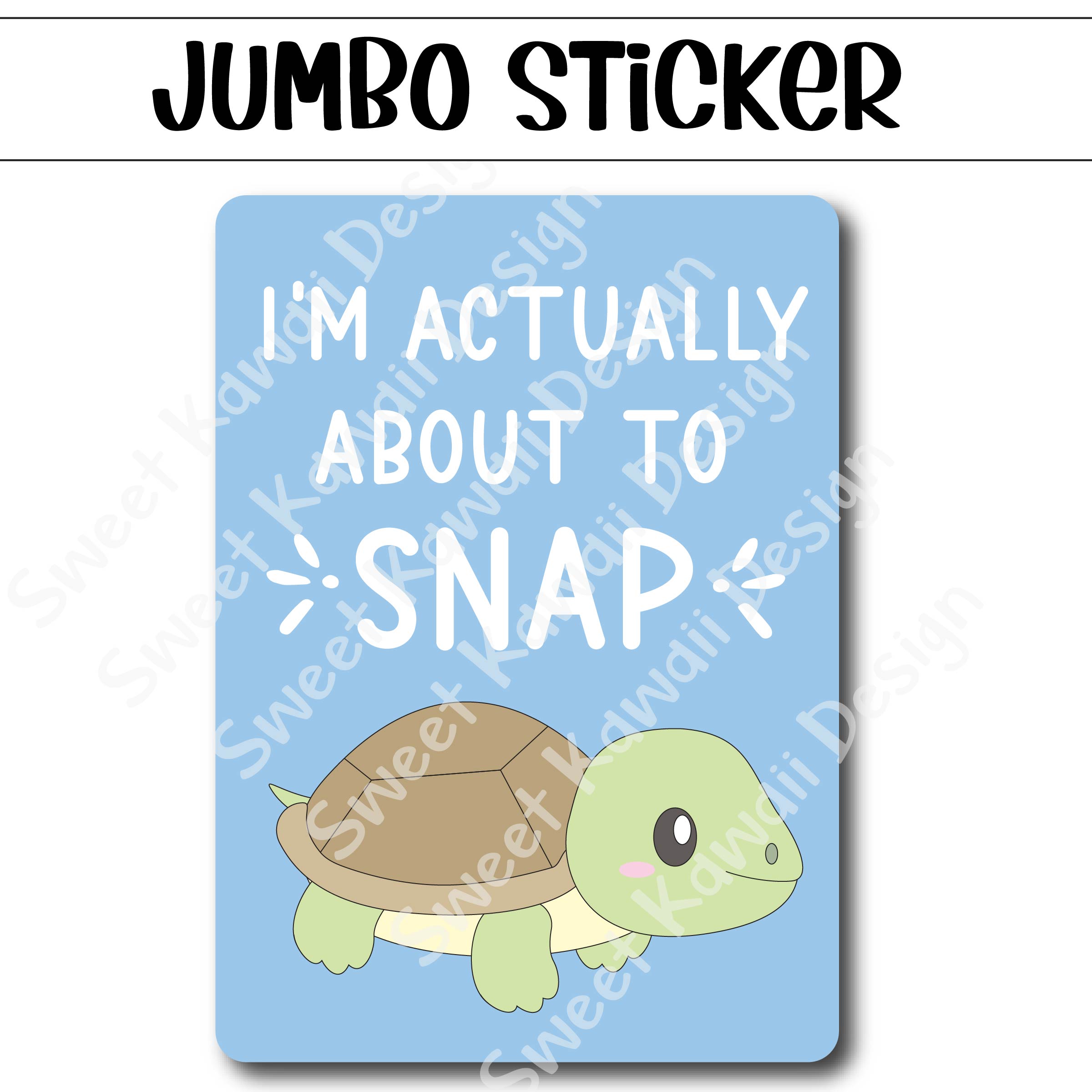 Kawaii Jumbo Sticker - Snapping Turtle - Size Options Available