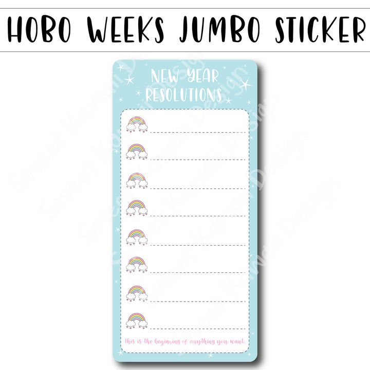 Kawaii Jumbo Sticker - New Year Resolutions - Size Options Available