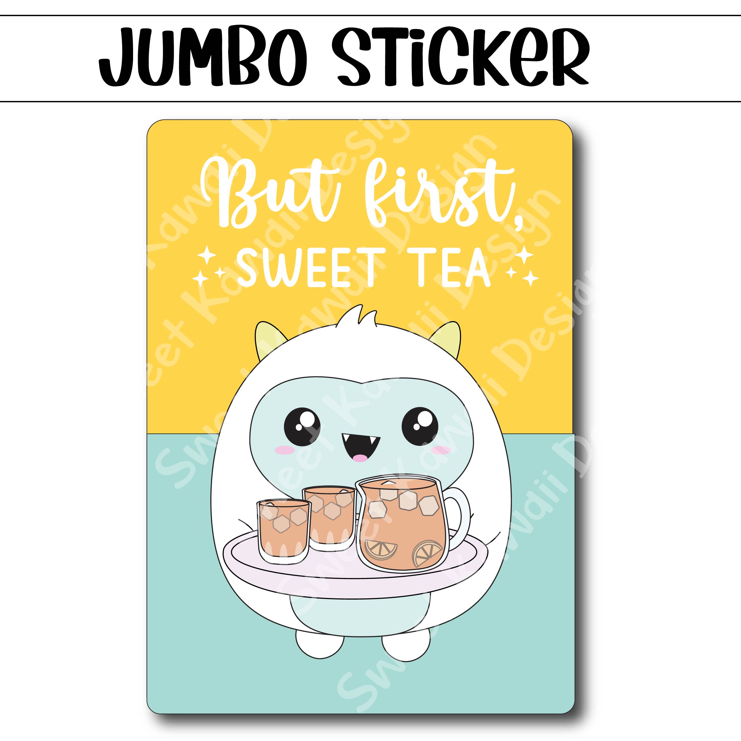 Kawaii Jumbo Sticker - Sweet Tea Frank - Size Options Available