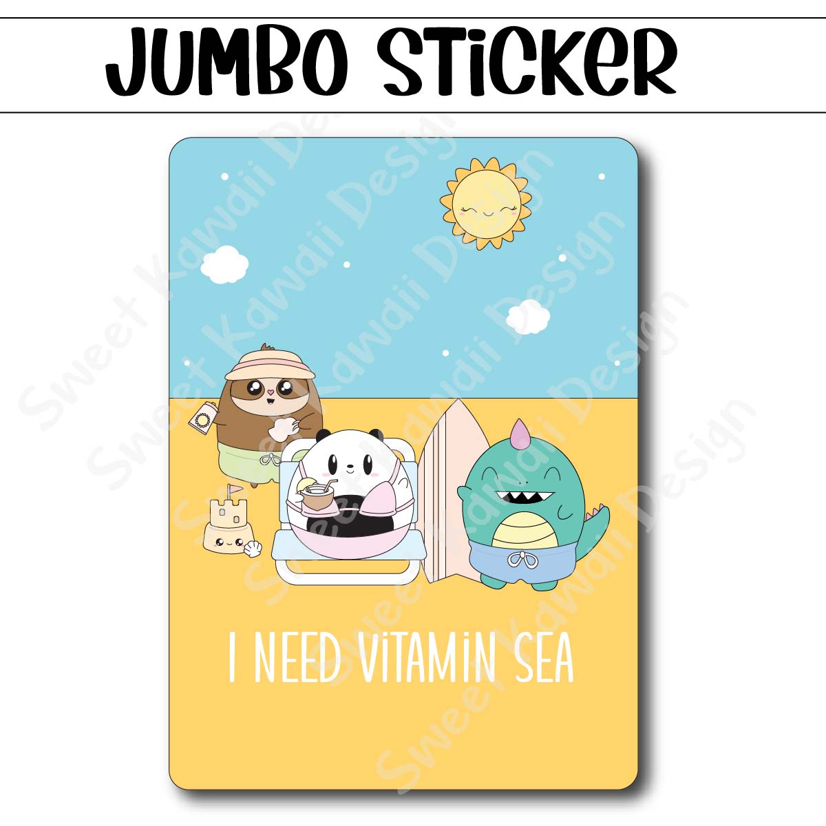 Kawaii Jumbo Sticker - Vitamin Sea - Size Options Available