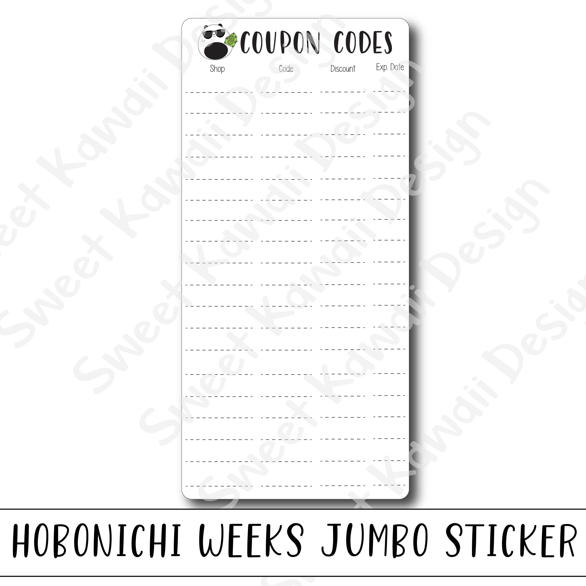 Kawaii Jumbo Sticker - Coupon Code - Size Options Available