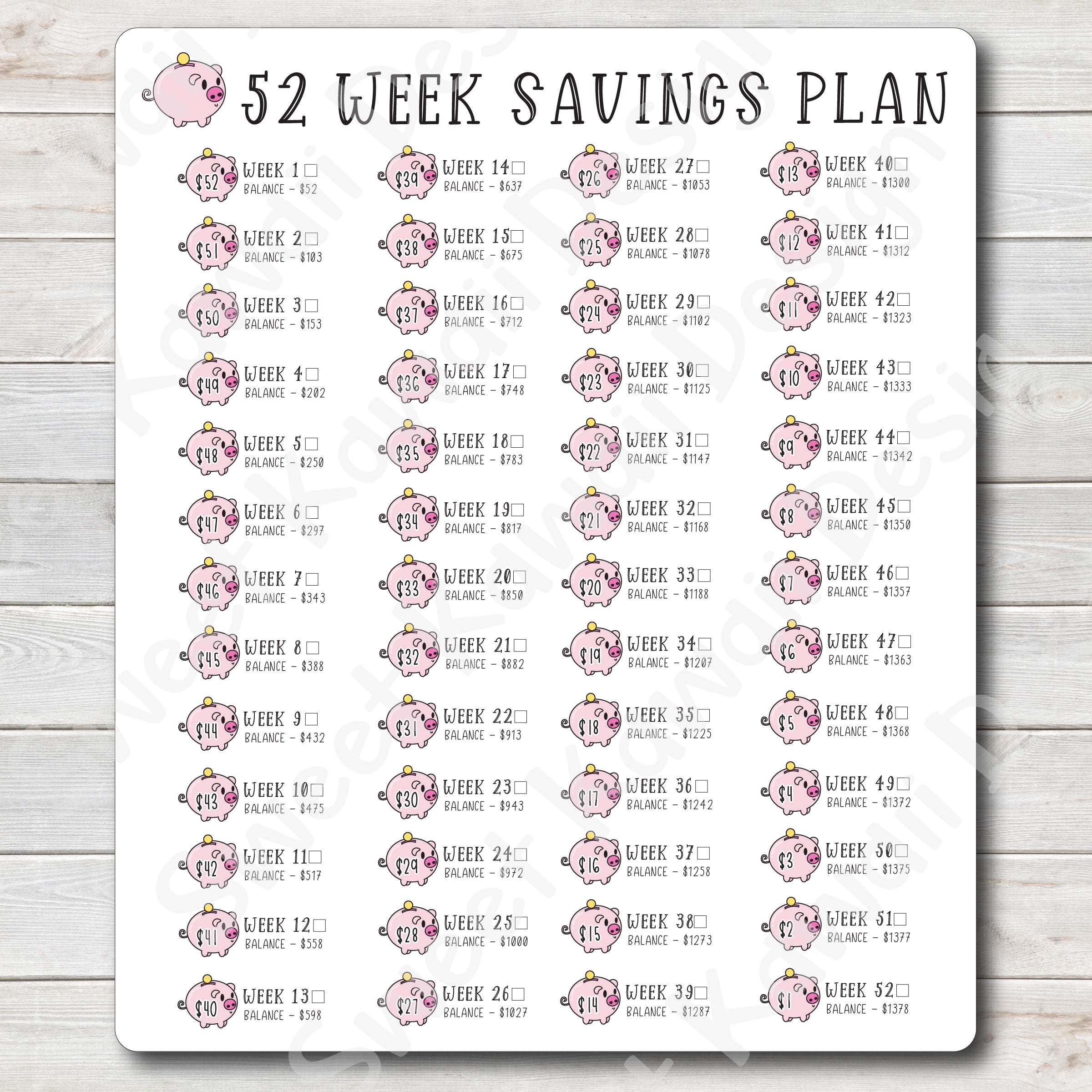 Kawaii 52 Week Savings Sticker (jumbo)