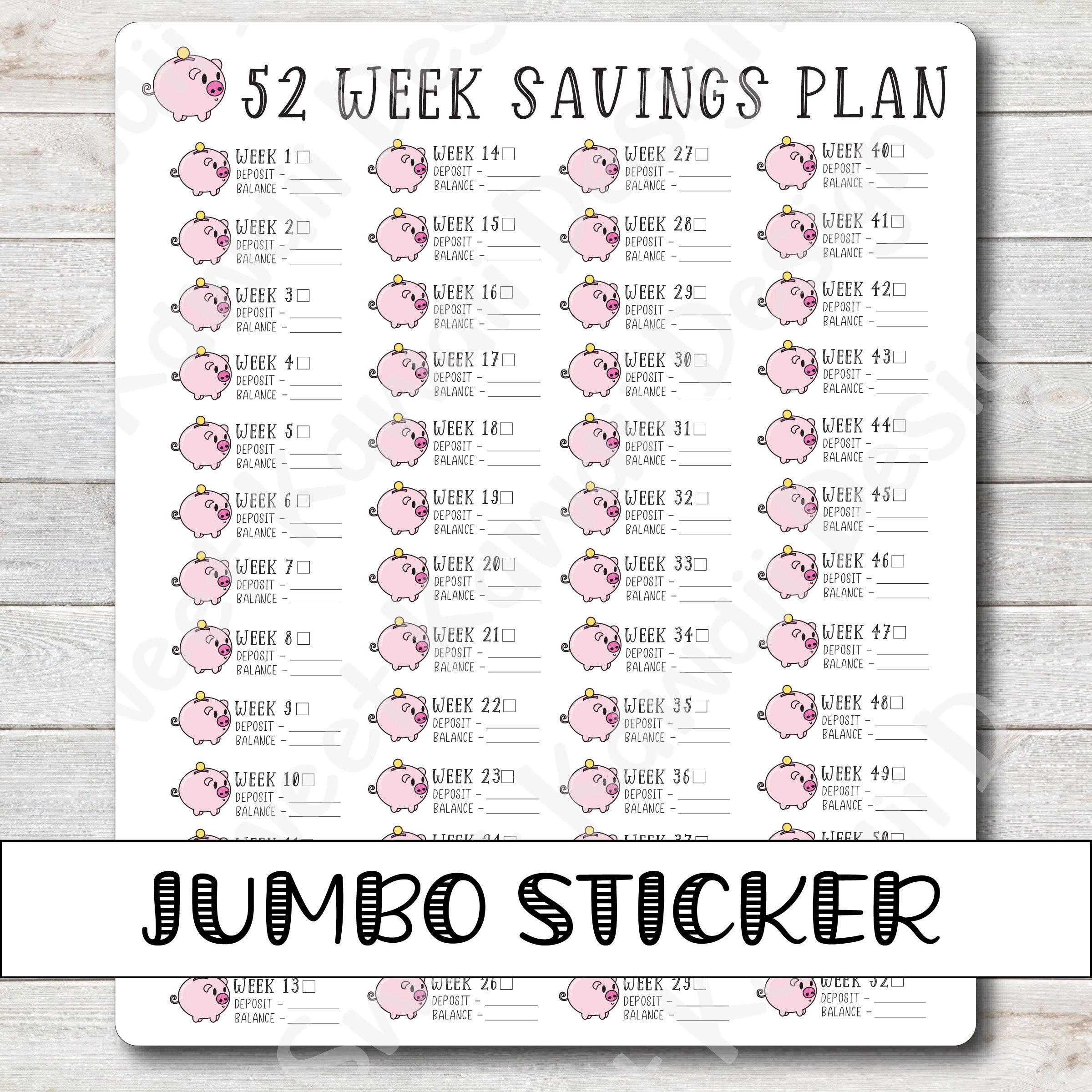 Kawaii 52 Week Savings Sticker (jumbo)