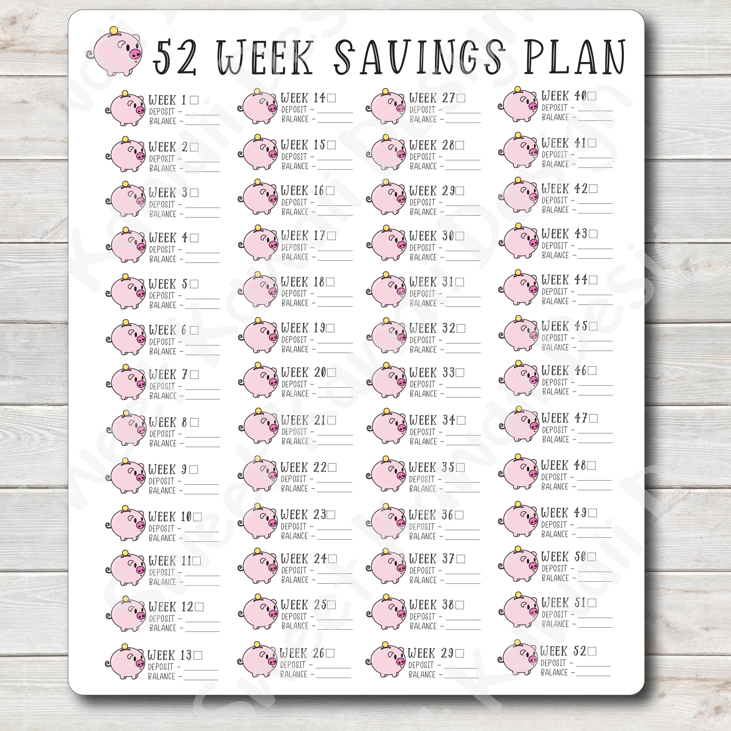 Kawaii 52 Week Savings Sticker (jumbo)