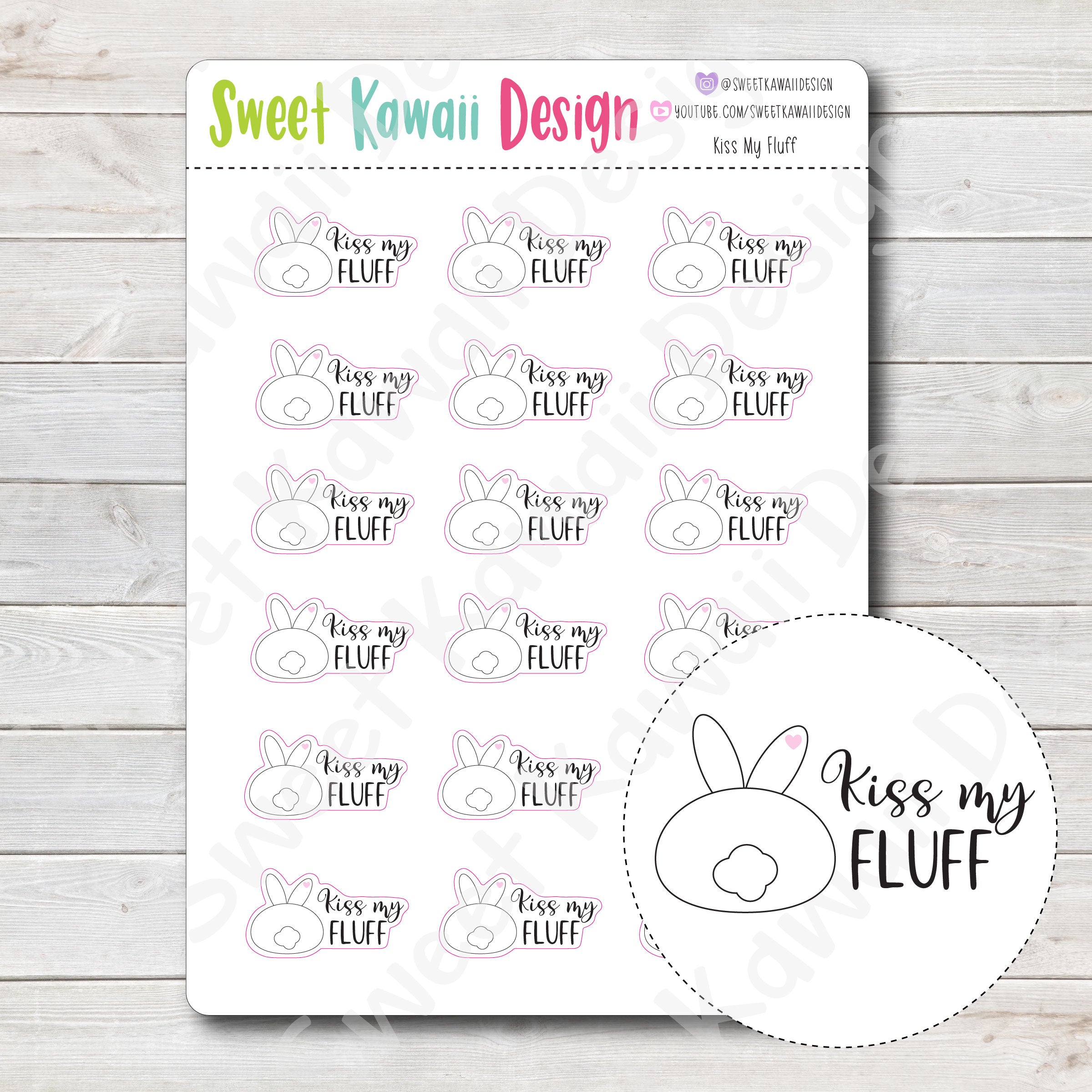 Kawaii Kiss My Fluff Stickers