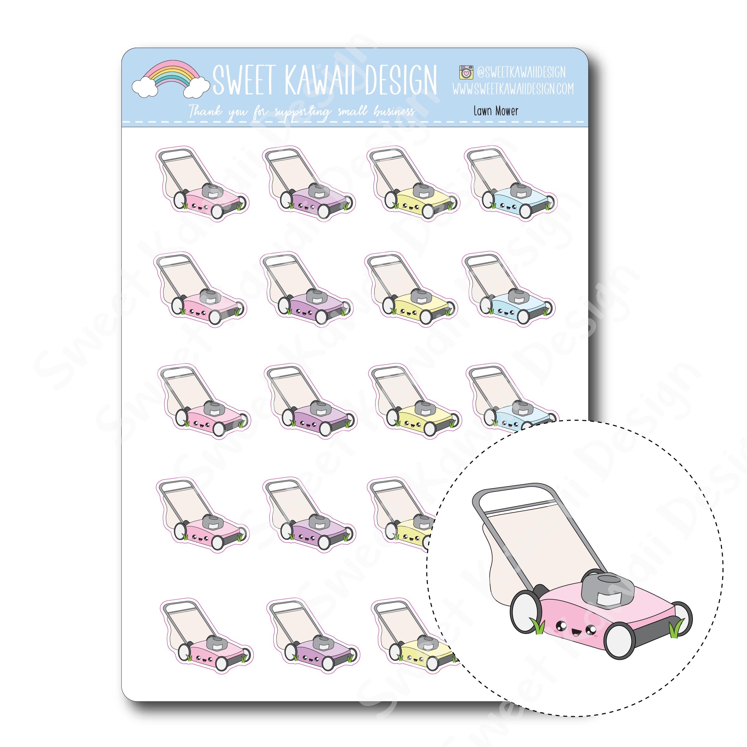 Kawaii Lawn Mower Stickers