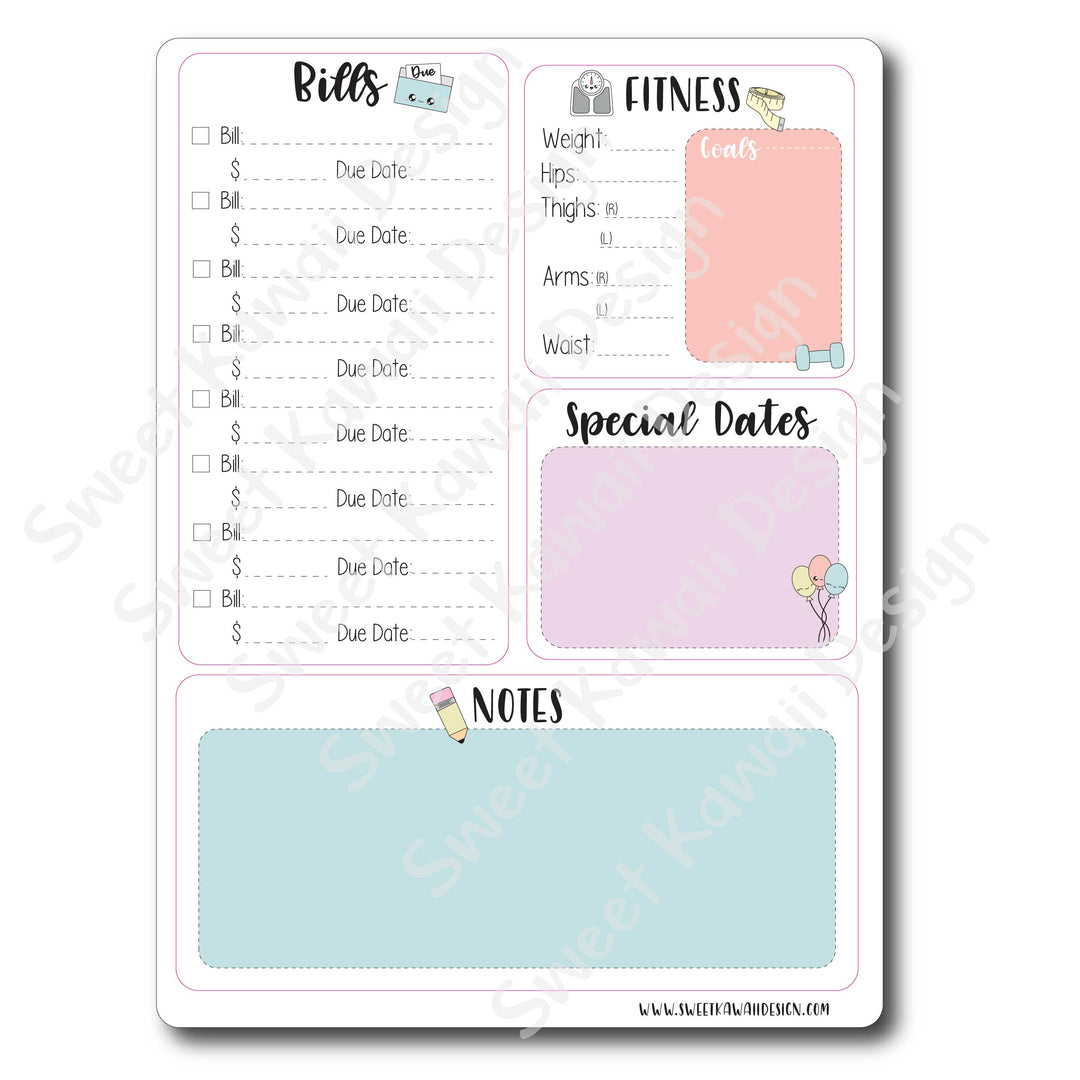 Kawaii Monthly Overview Stickers - General