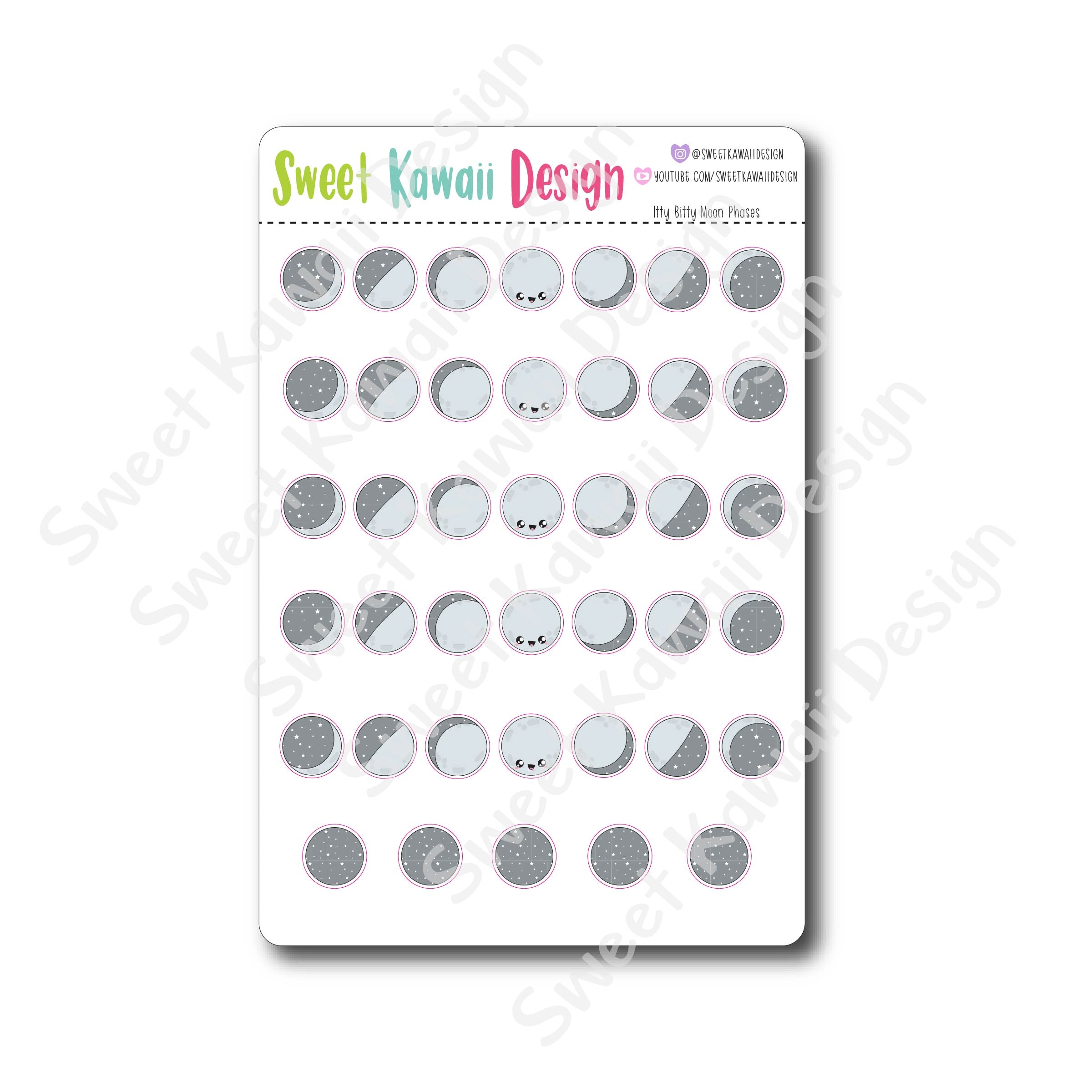 Kawaii Moon Phase Stickers