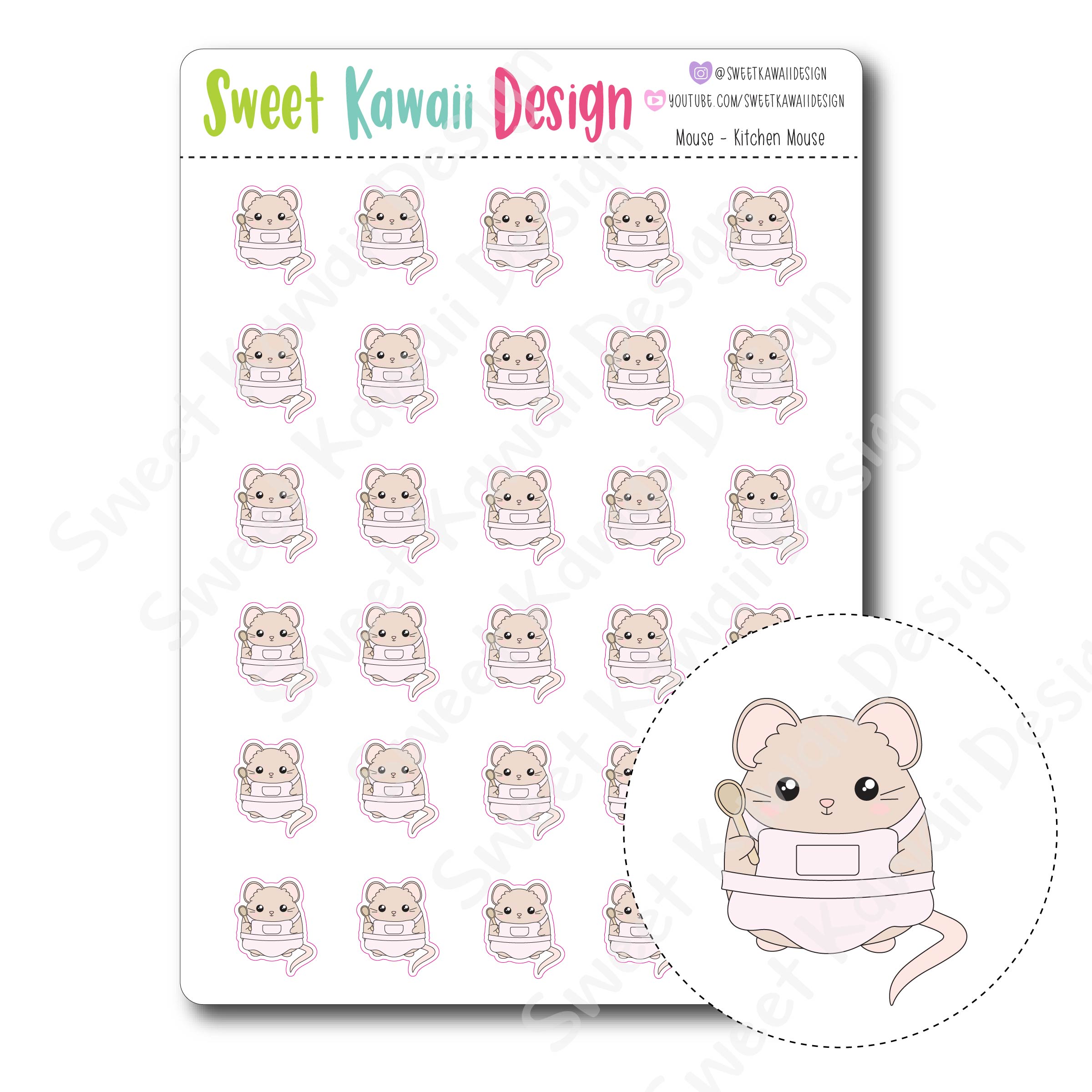 Kawaii Mouse Stickers - Kitchen Mouse