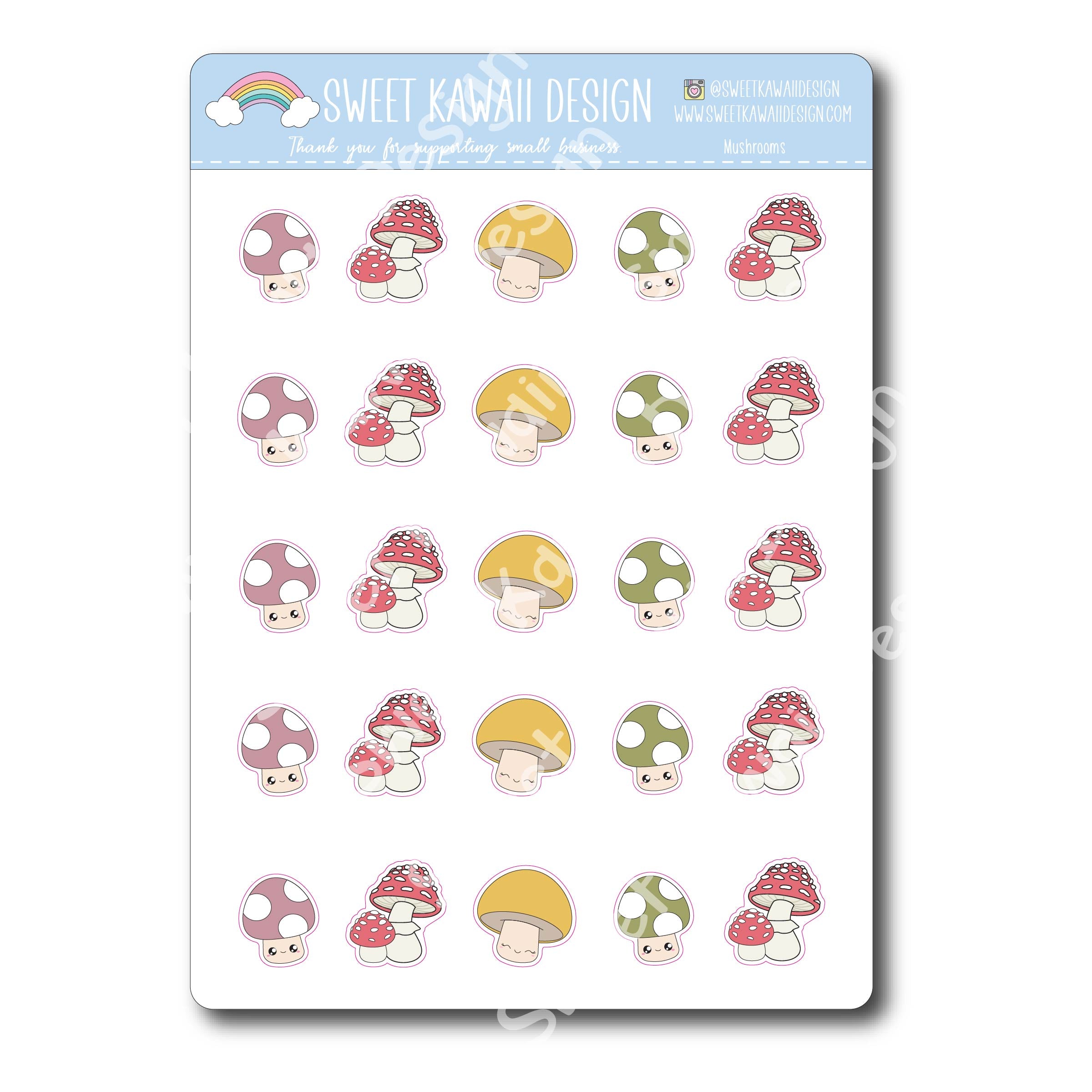 Kawaii Mushroom Stickers