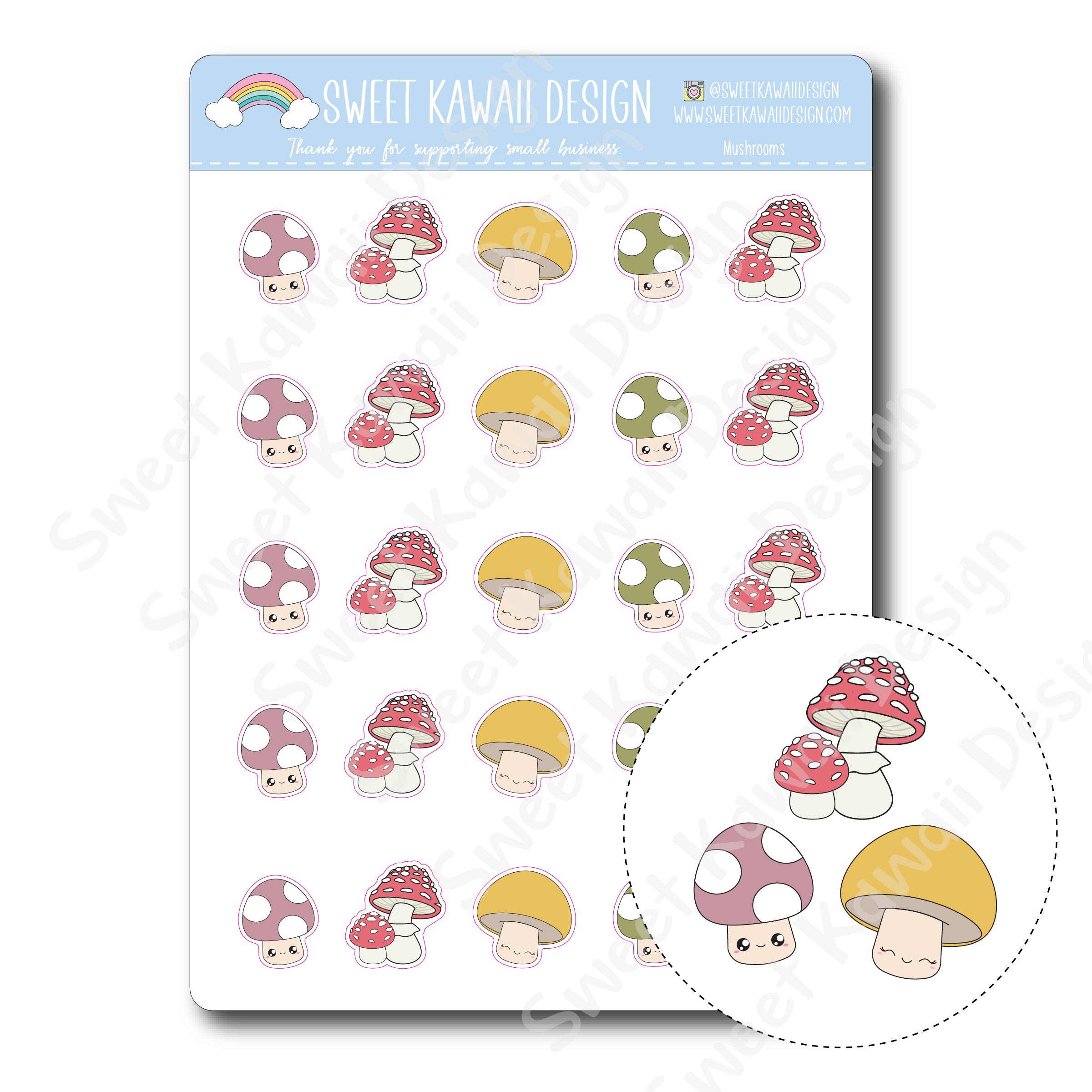 Kawaii Mushroom Stickers
