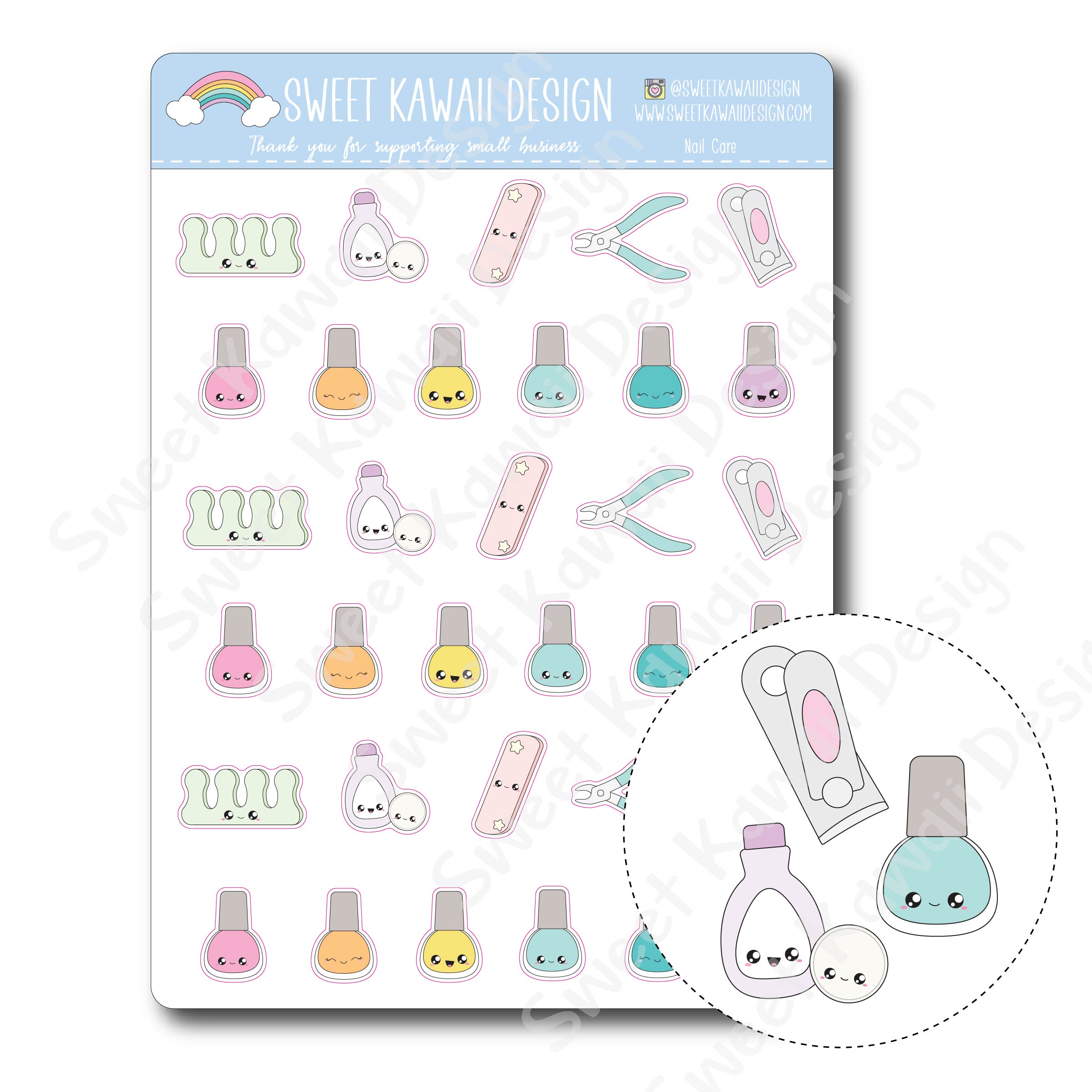 Kawaii Nail Care Stickers