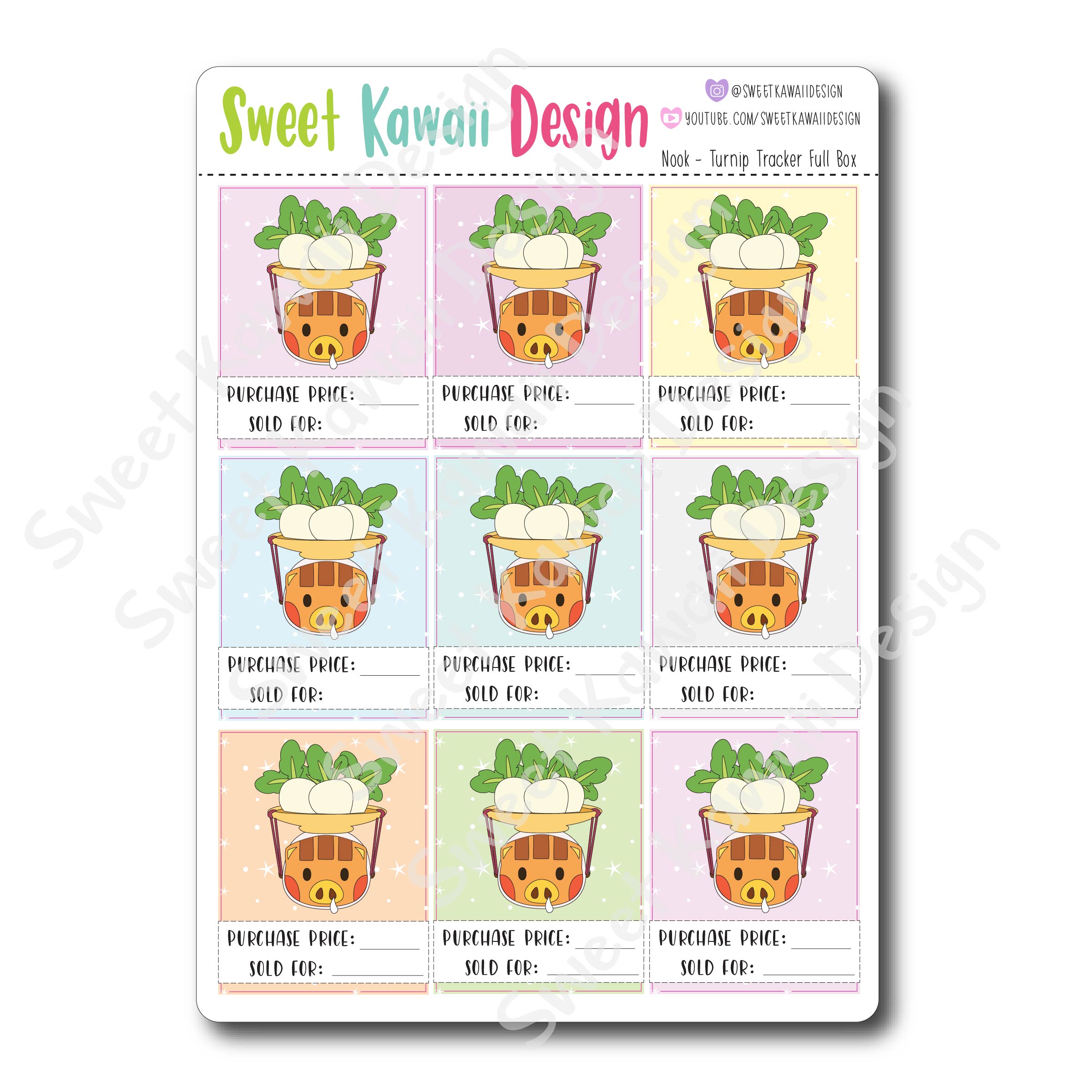 Kawaii Nook Stickers - Turnip Tracker Full Boxes