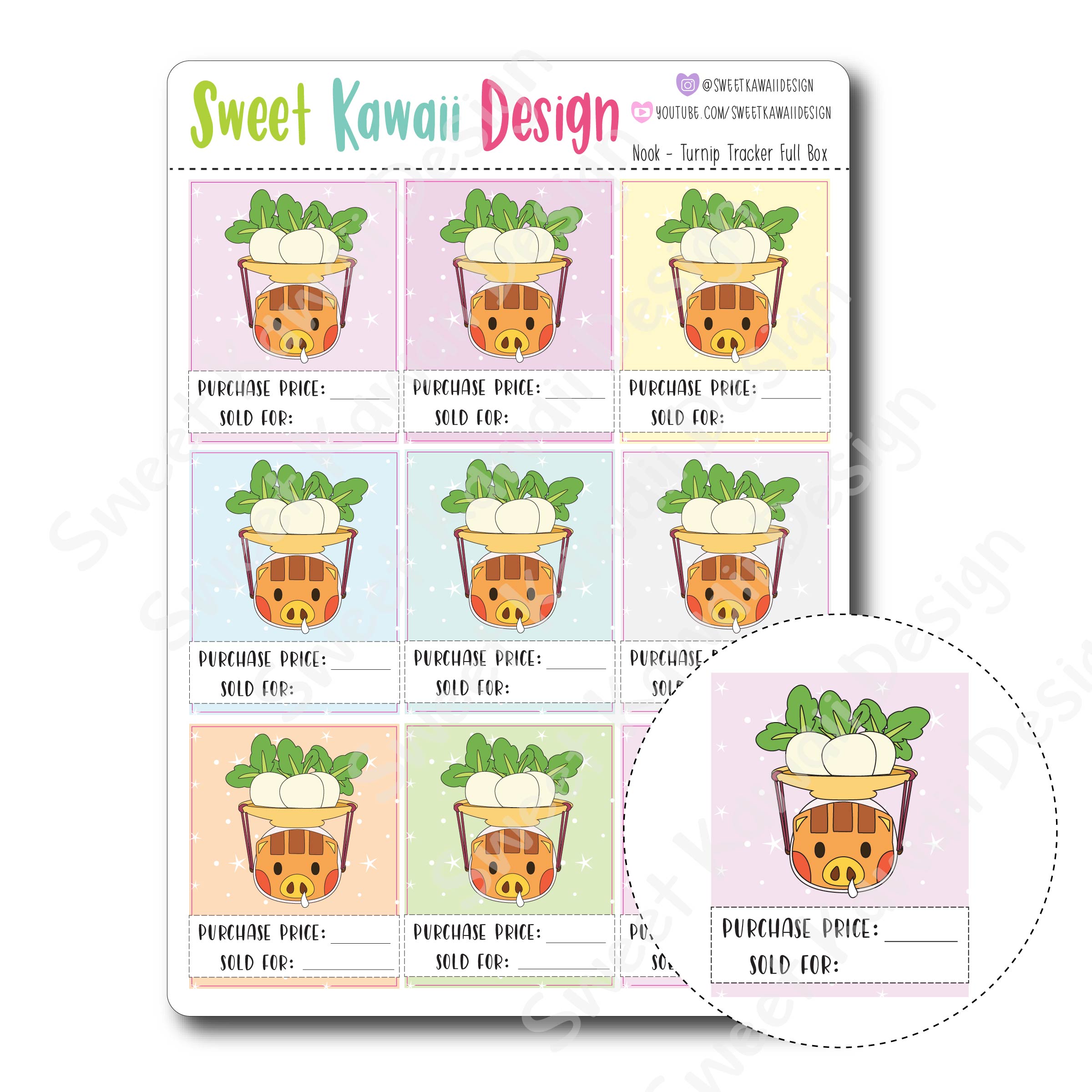 Kawaii Nook Stickers - Turnip Tracker Full Boxes