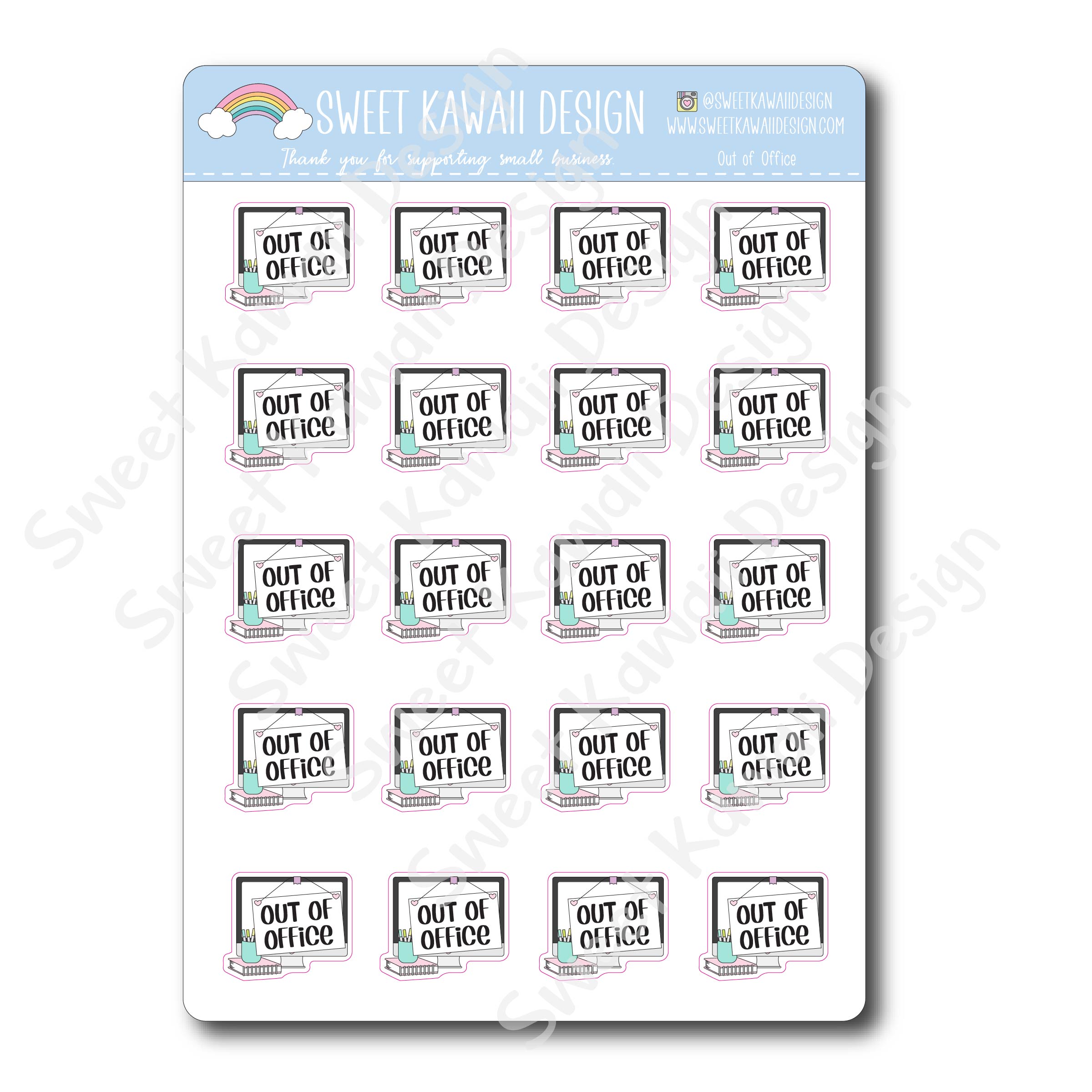 Kawaii Out of Office Stickers