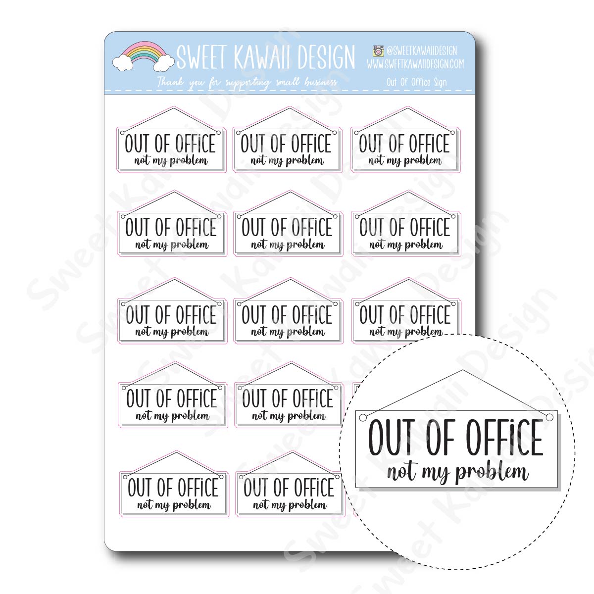 Kawaii Out Of Office Sign Stickers
