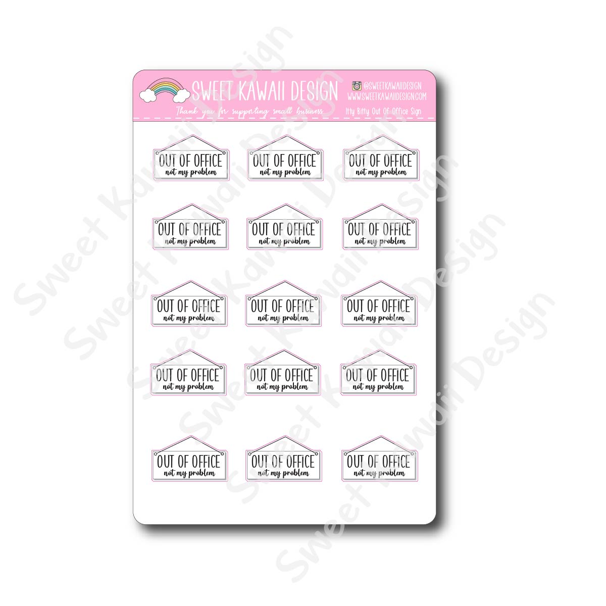 Kawaii Out Of Office Sign Stickers