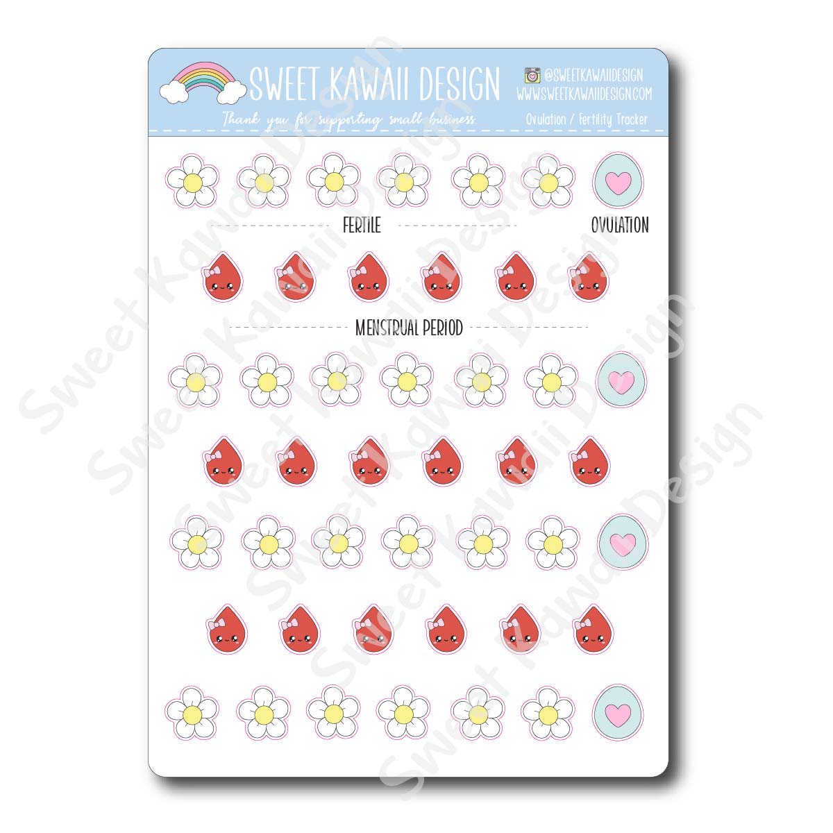 Kawaii Ovulation/Fertility Tracking Stickers