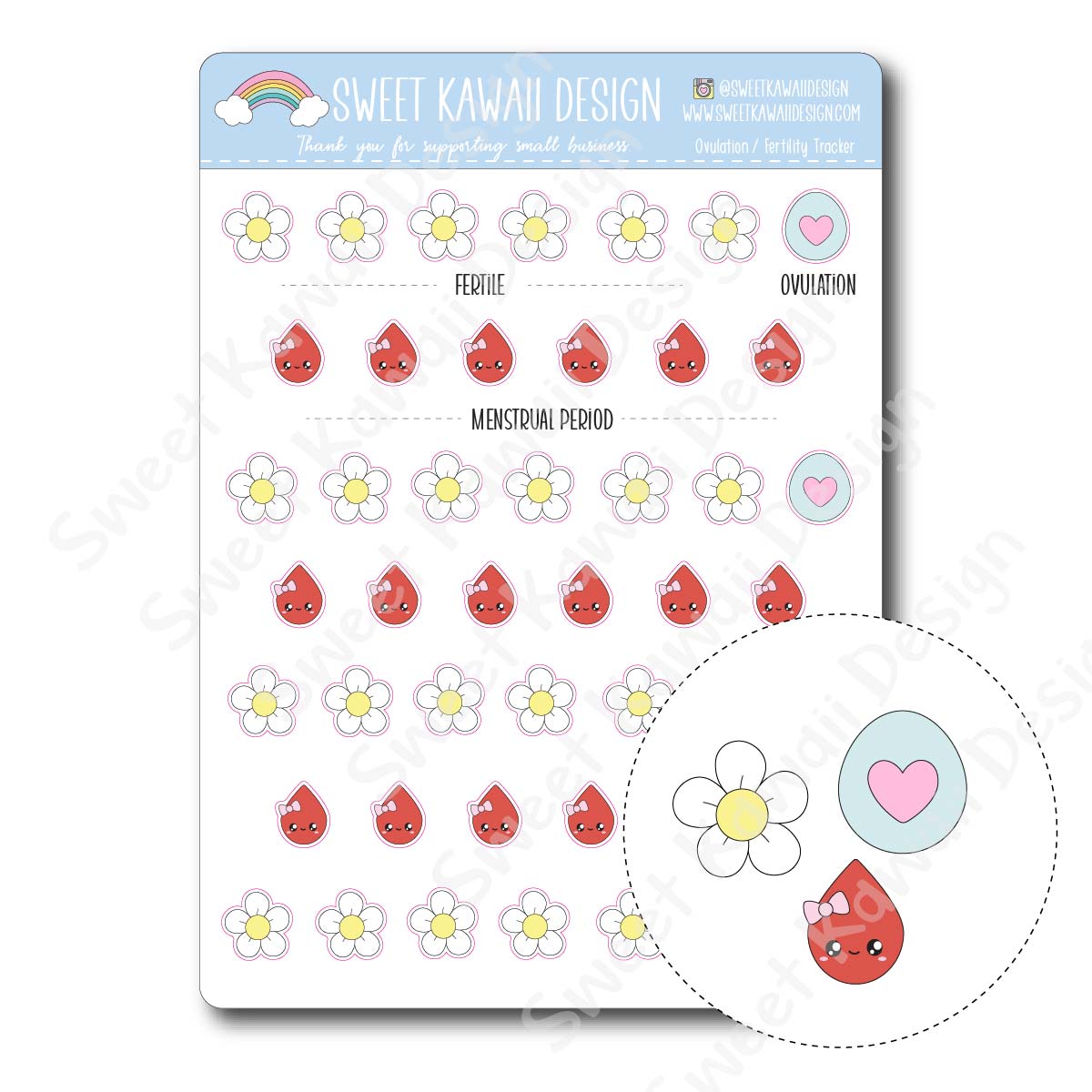 Kawaii Ovulation/Fertility Tracking Stickers