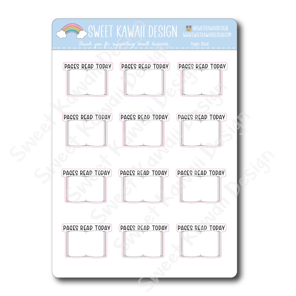 Kawaii Pages Read Stickers