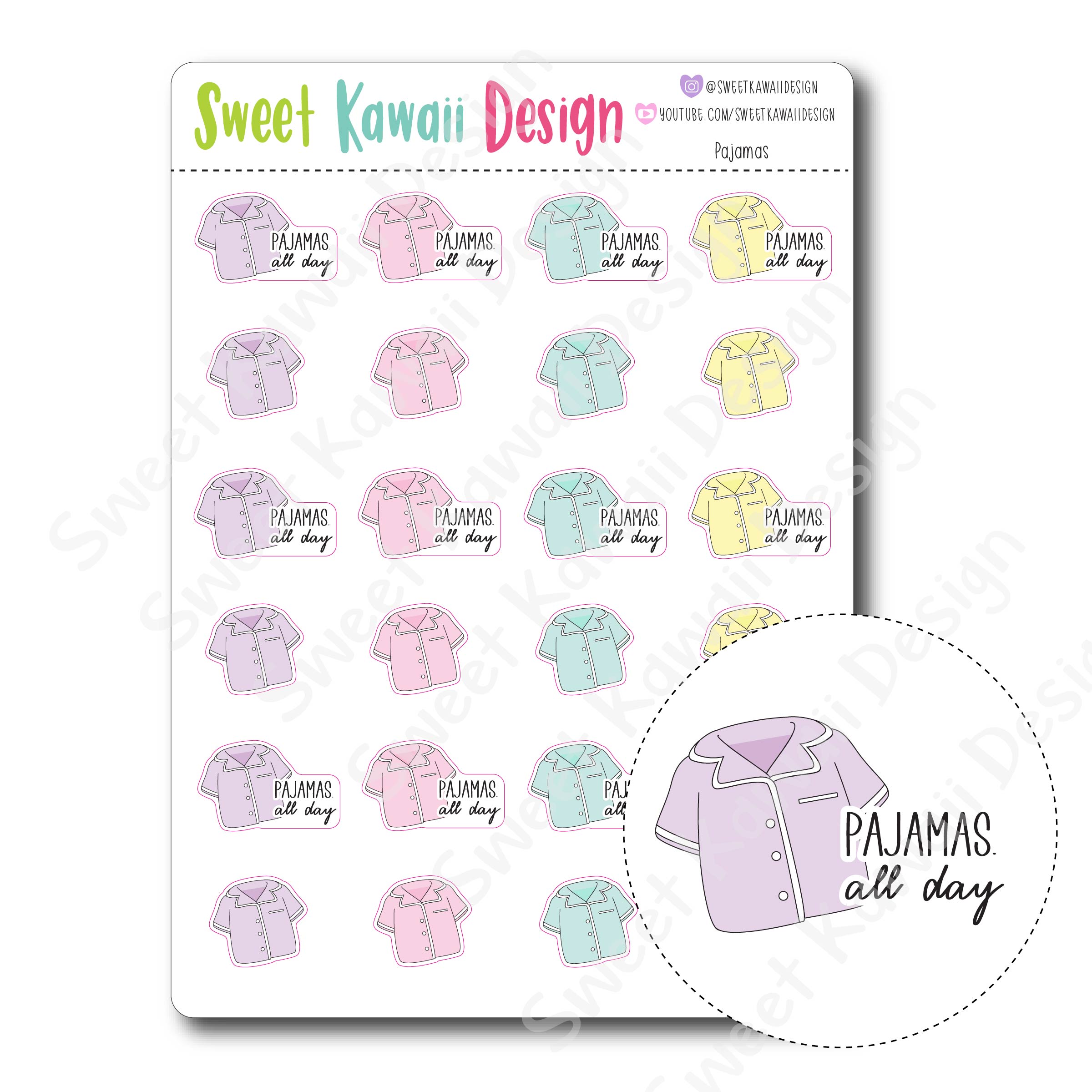 Kawaii Pajama Stickers