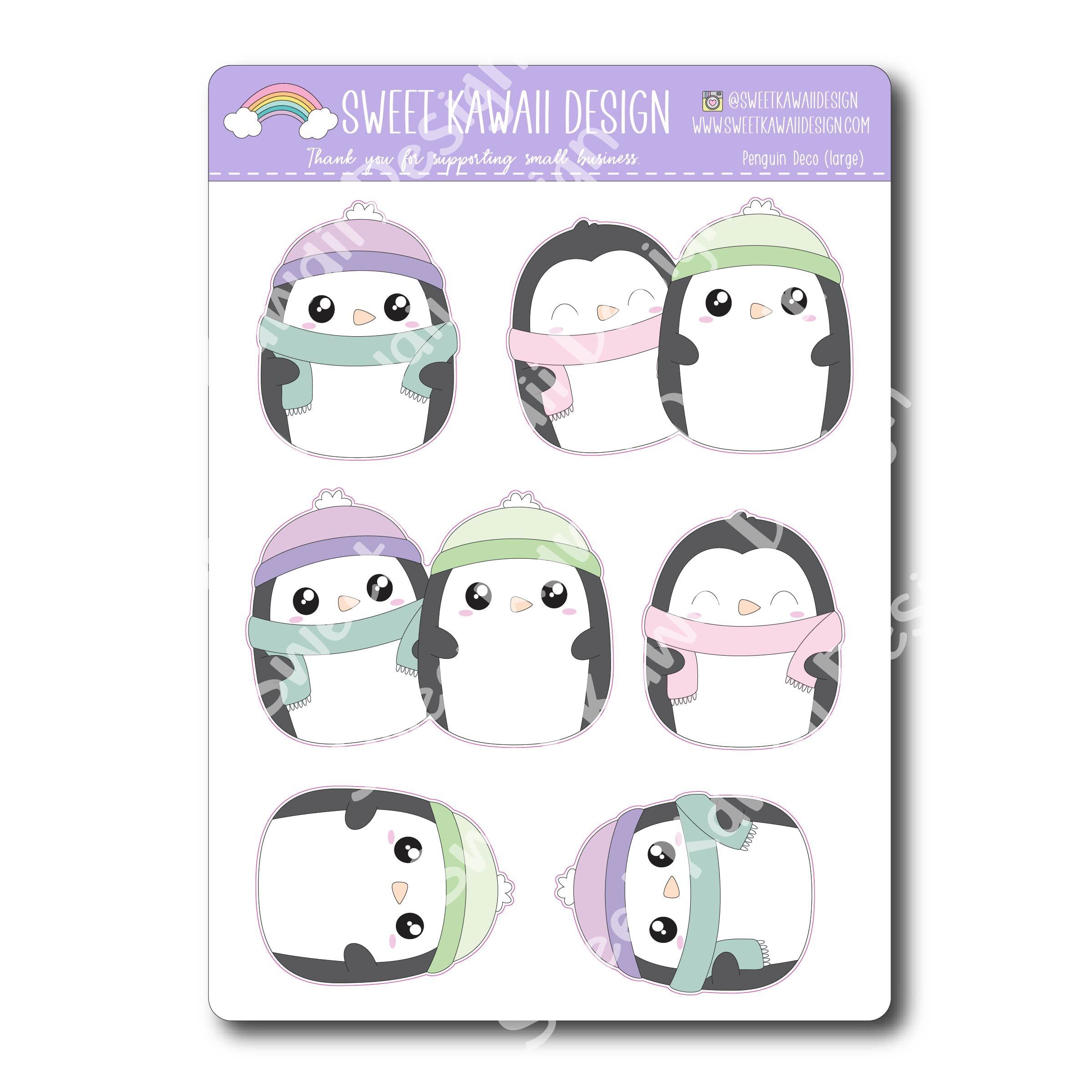 Kawaii Penguin Deco (Large) Stickers