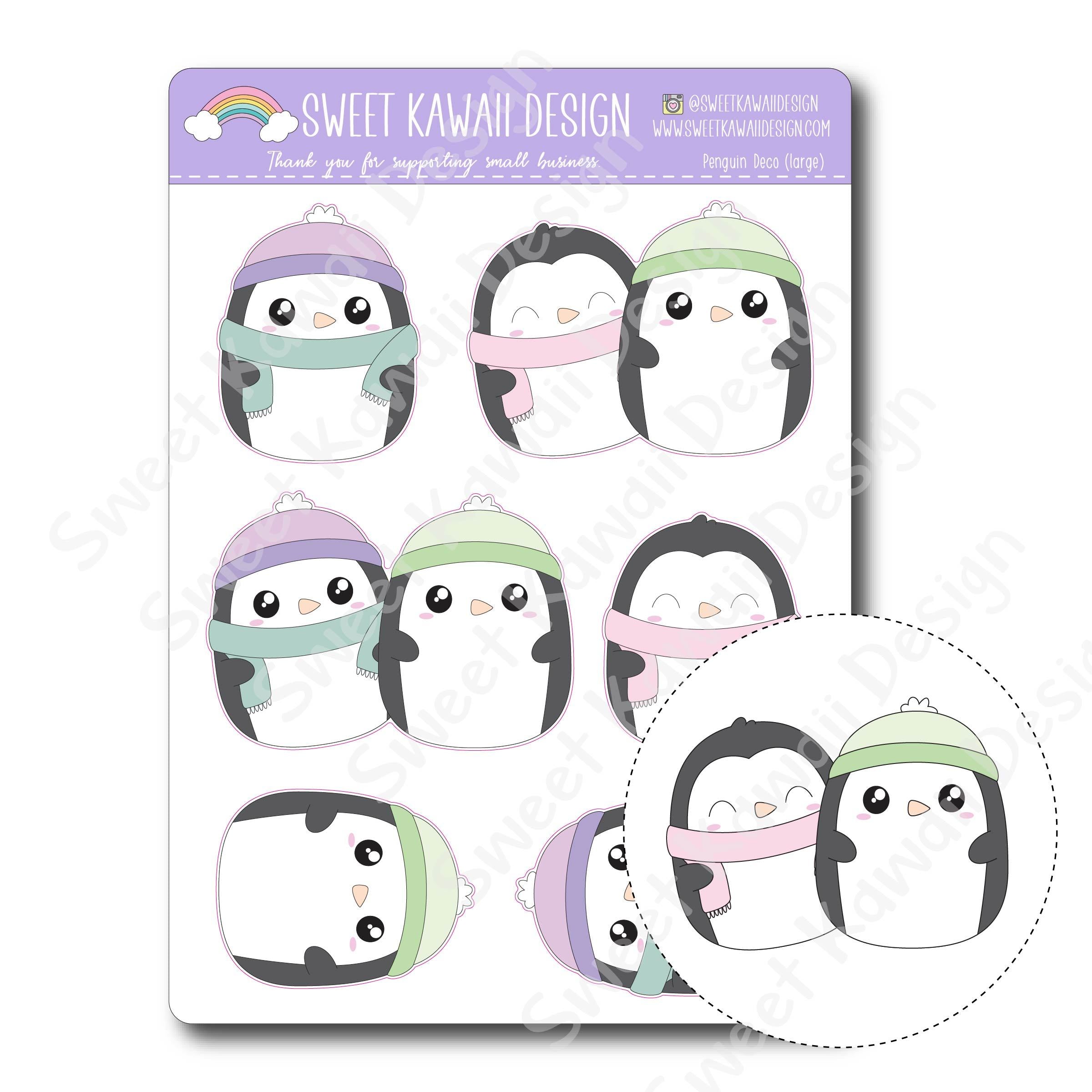 Kawaii Penguin Deco (Large) Stickers