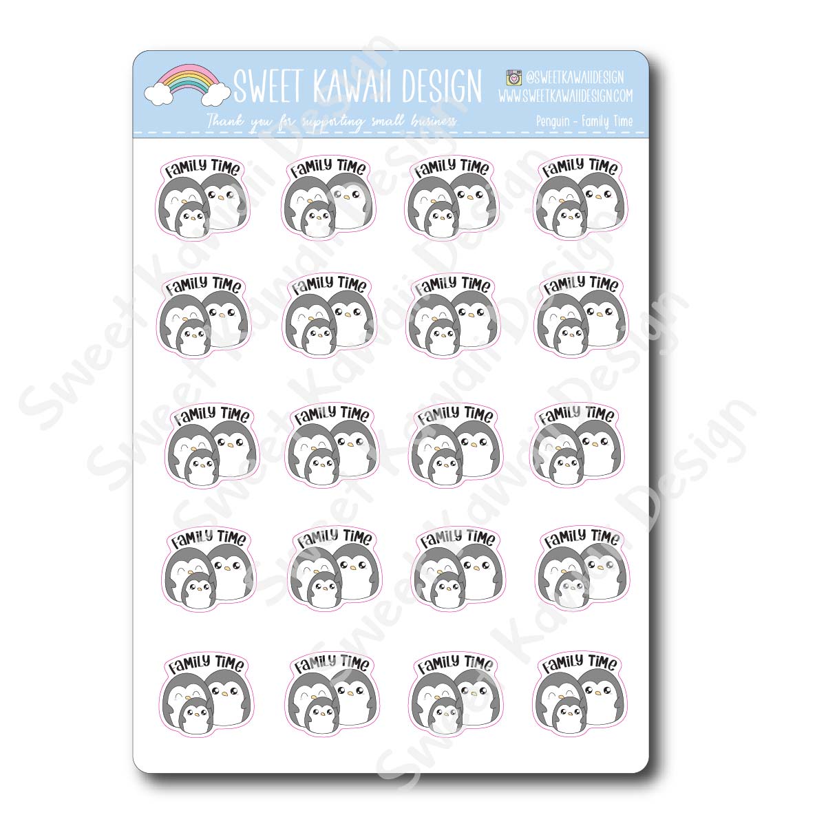 Kawaii Penguin Stickers - Family Time