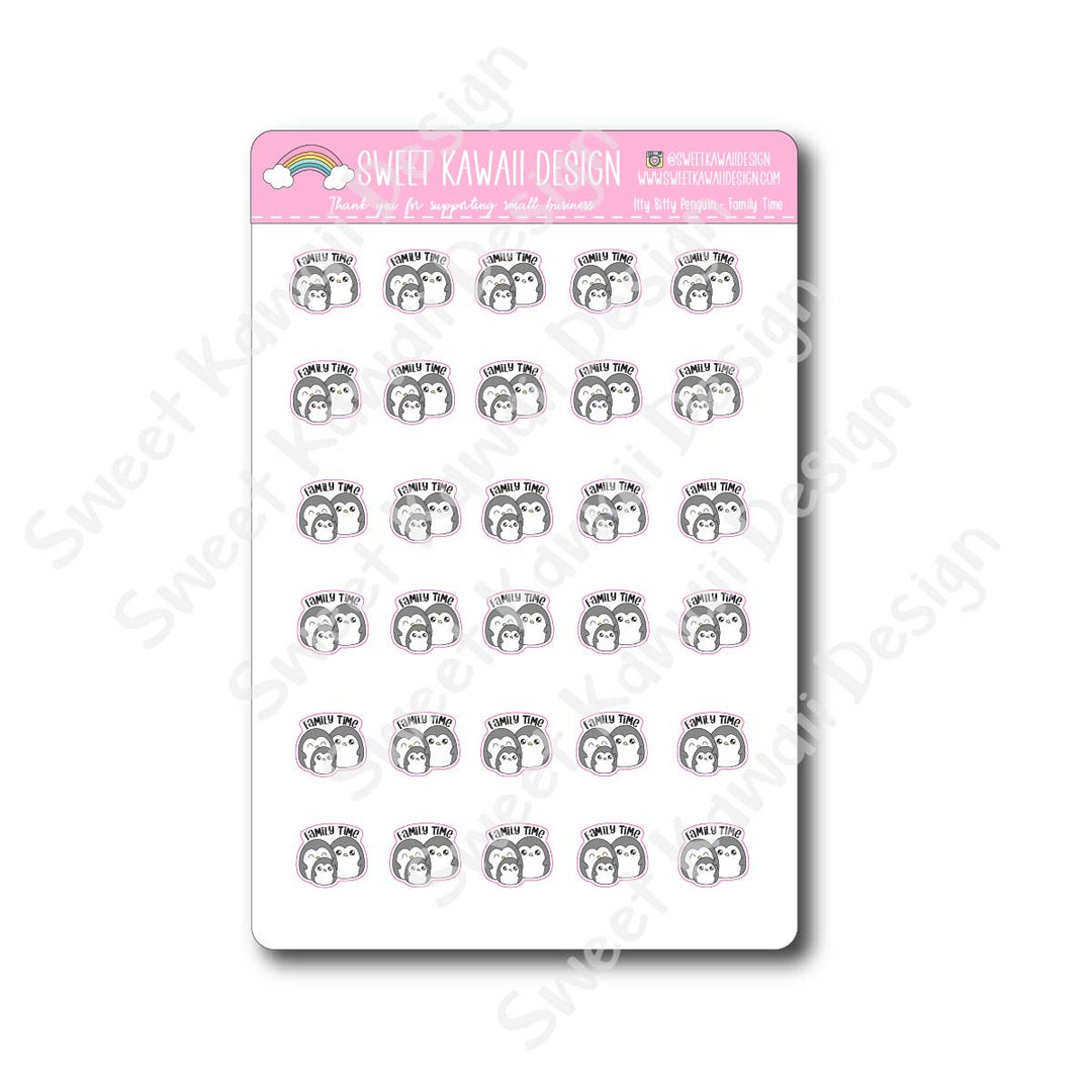 Kawaii Penguin Stickers - Family Time